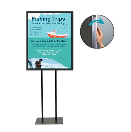 24x24 Double Pole Floor Stand Sign Holder with 1 1/4