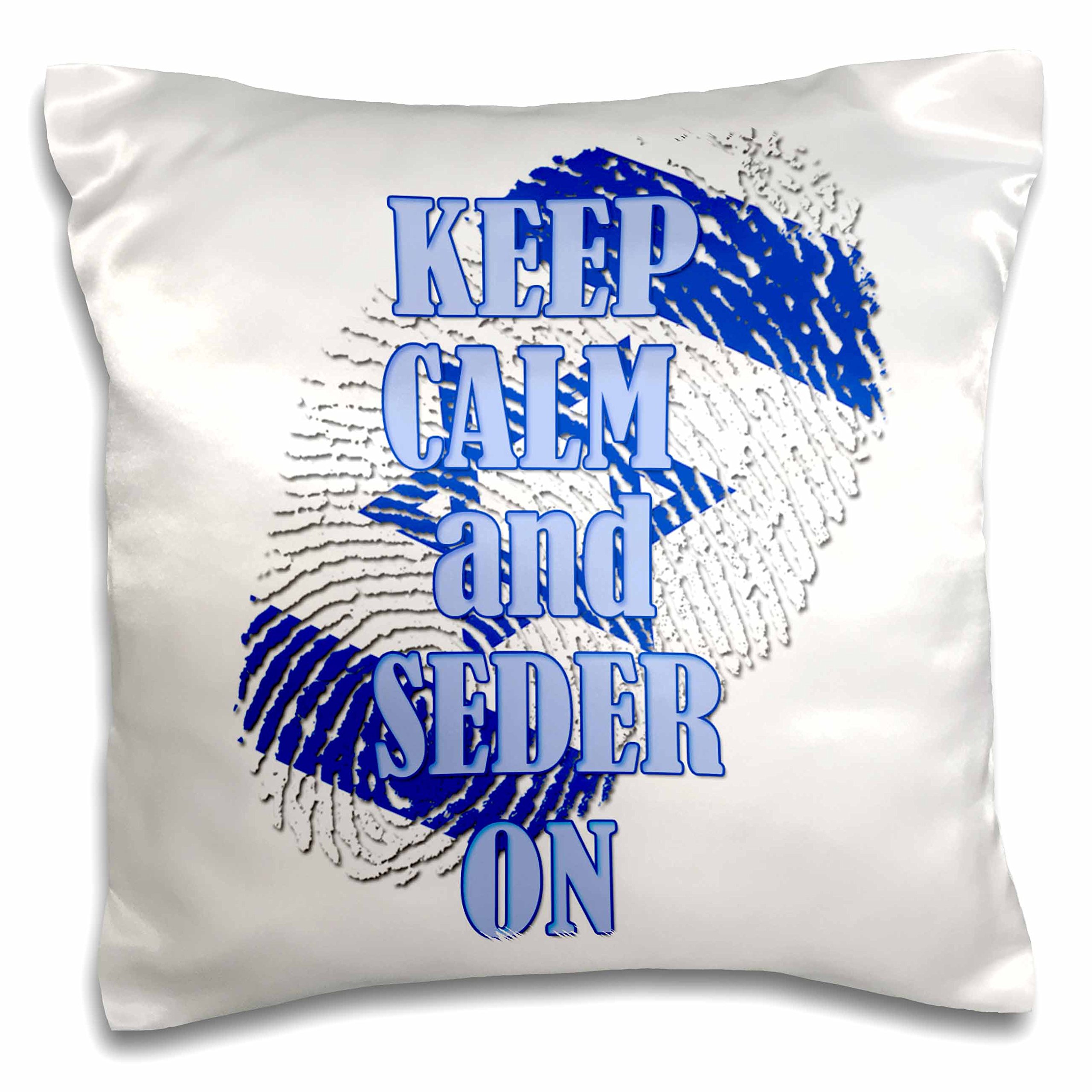 Keep Calm and Seder On Passover Jewish Holiday Pillow Cover 16x16 Inches - Funny Passover Decor for Jewish Home, Seder Table & Religious Celebration