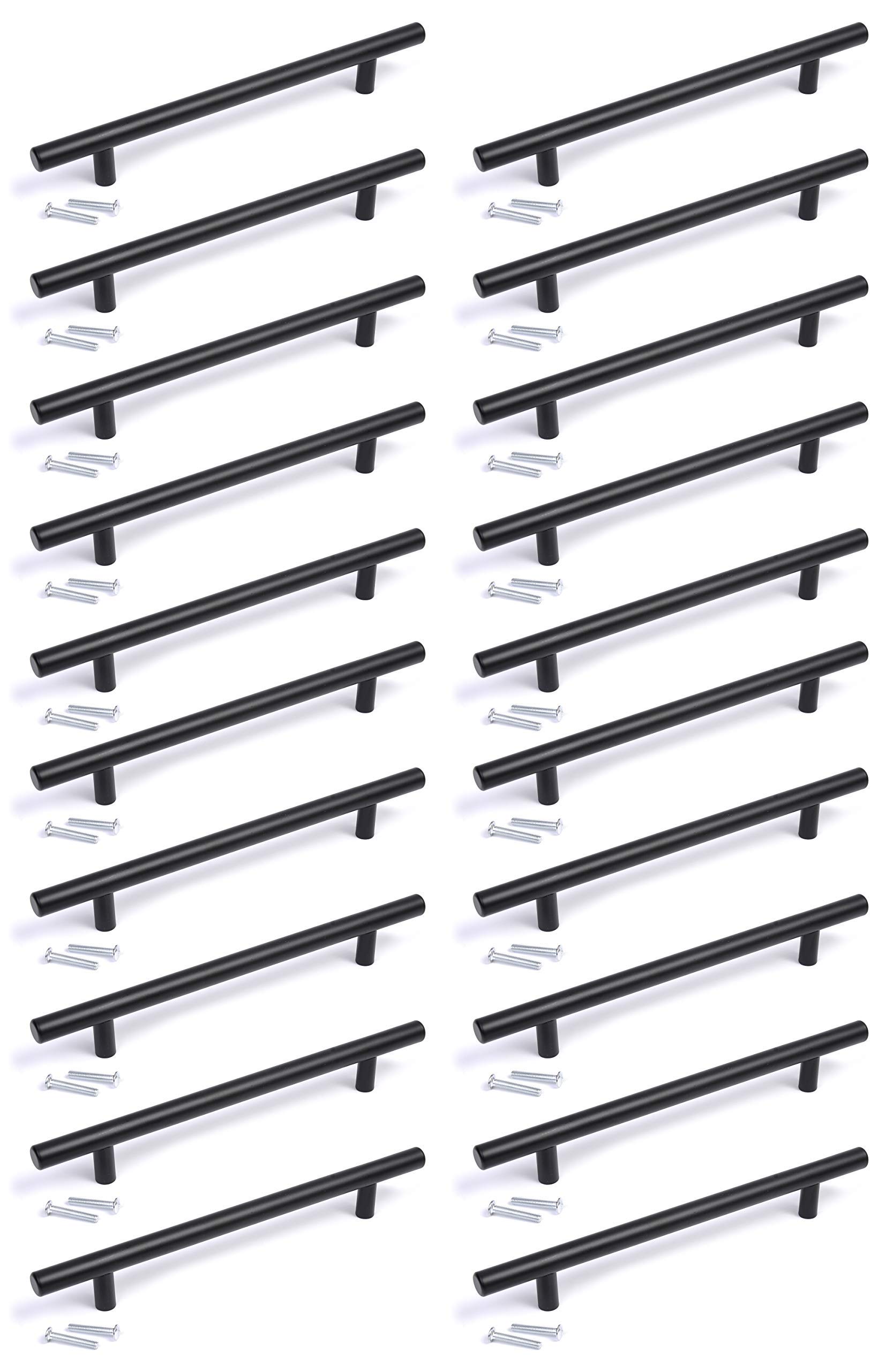 Black T-Bar Handle Knob for Kitchen Cabinets, Bedroom & Bathroom - 96mm Hole Centers (20 Pack) - Perfect for Drawers, Closets & Furniture Hardware Upgrade