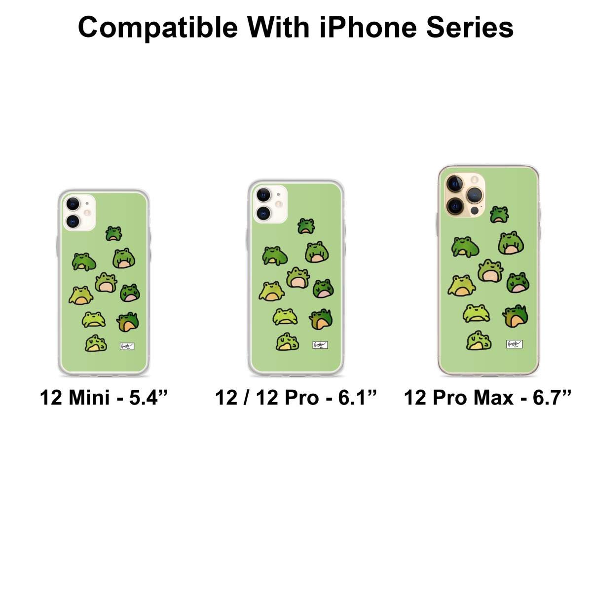 Cute Frog Doodle Phone Case for iPhone 15 14 13 12 11 X Xs Xr 8 7 6 6s Plus Pro Max - Clear Transparent Protective Cover - Perfect for School, Work & Outdoor Activities
