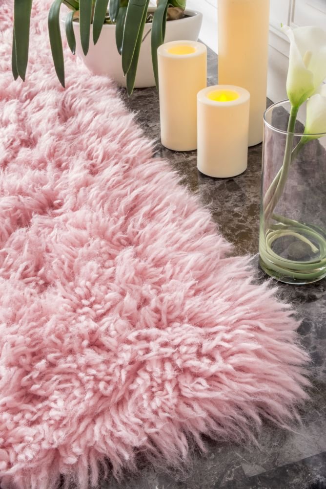 nuLOOM Hand Woven Authentic Greek Flokati Rug in Dusky Rose - Soft Shaggy Area Rug for Living Room, Bedroom & Nursery Decor
