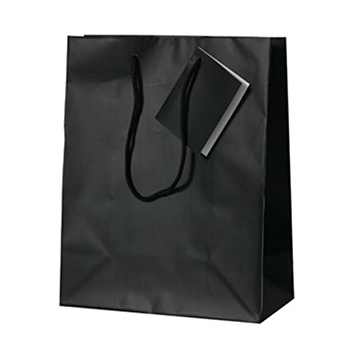 JAM PAPER Black Matte Gift Bags with Rope Handles - Medium Size 8x10x4 Inches - Bulk Pack of 100 - Perfect for Party Favors, Wedding Gifts & Retail Packaging