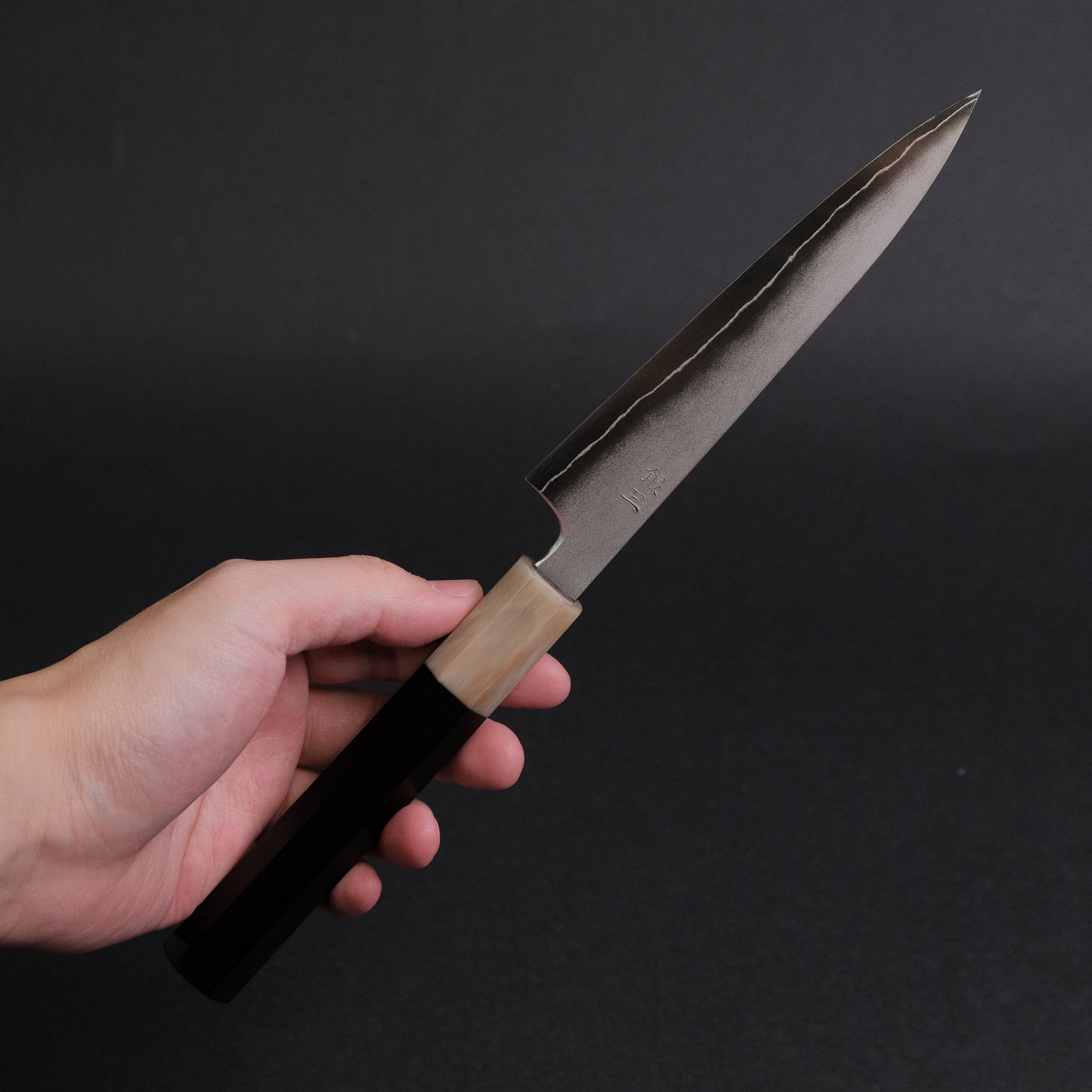 Hitohira Kikuchiyo Yohei Ginsan Kasumi Petty Knife 150mm - Japanese Ebony Handle - Perfect for Slicing Fruits, Vegetables & Small Ingredients