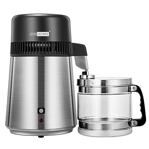 VIVOHOME 1.1 Gallon/4L Countertop Water Distiller - 304 Stainless Steel Water Purification System with Smart Switch for Home, Office, RV & Emergency Preparedness - Perfect for Drinking, Cooking, Baby Formula and Humidifiers