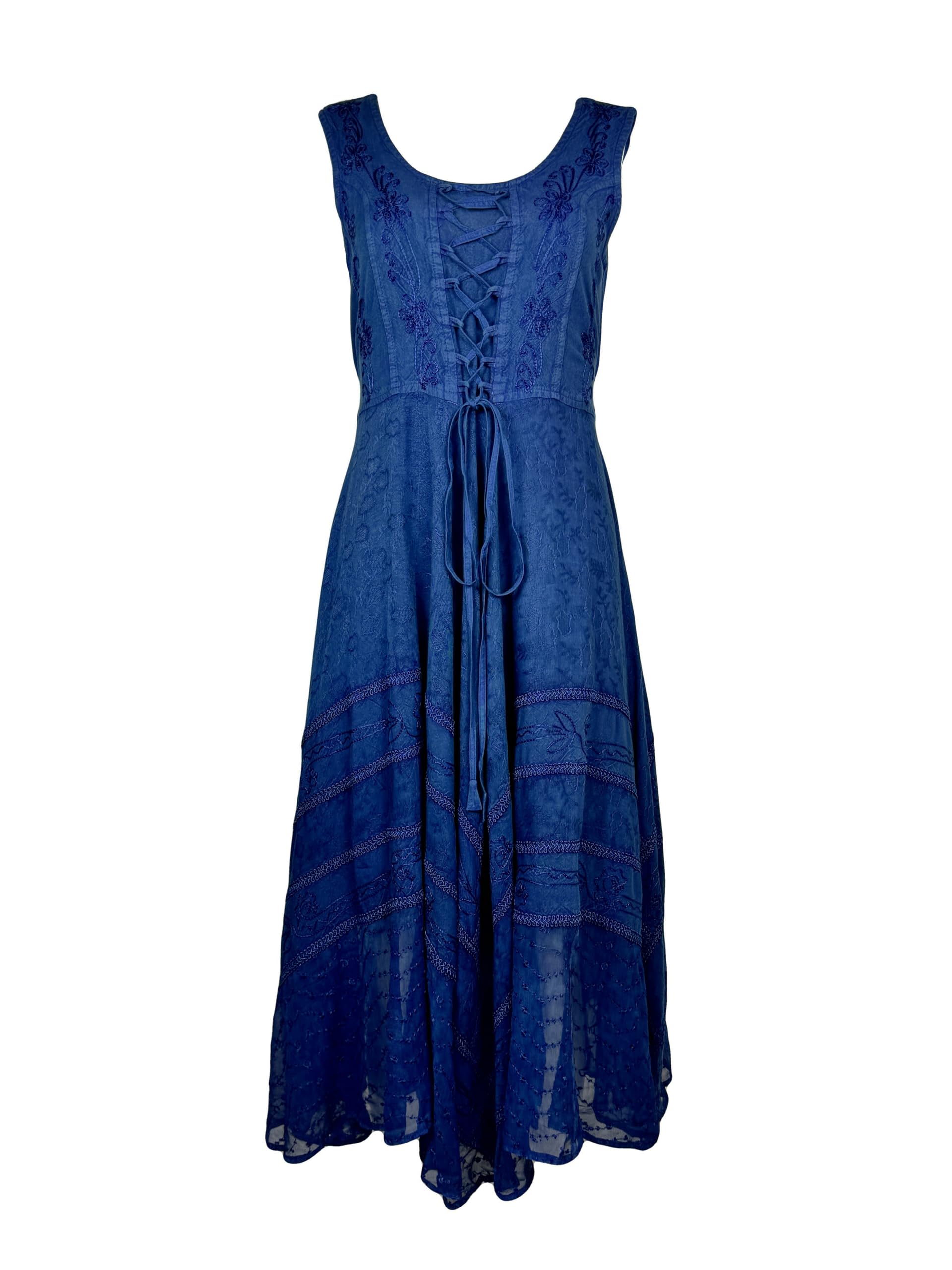 2025 Gothic Corset Smocked Maxi Dress for Women - Sleeveless Embroidered Summer Dress with Twirl Design | Perfect for Spring/Summer Weddings, Parties & Gothic Fashion