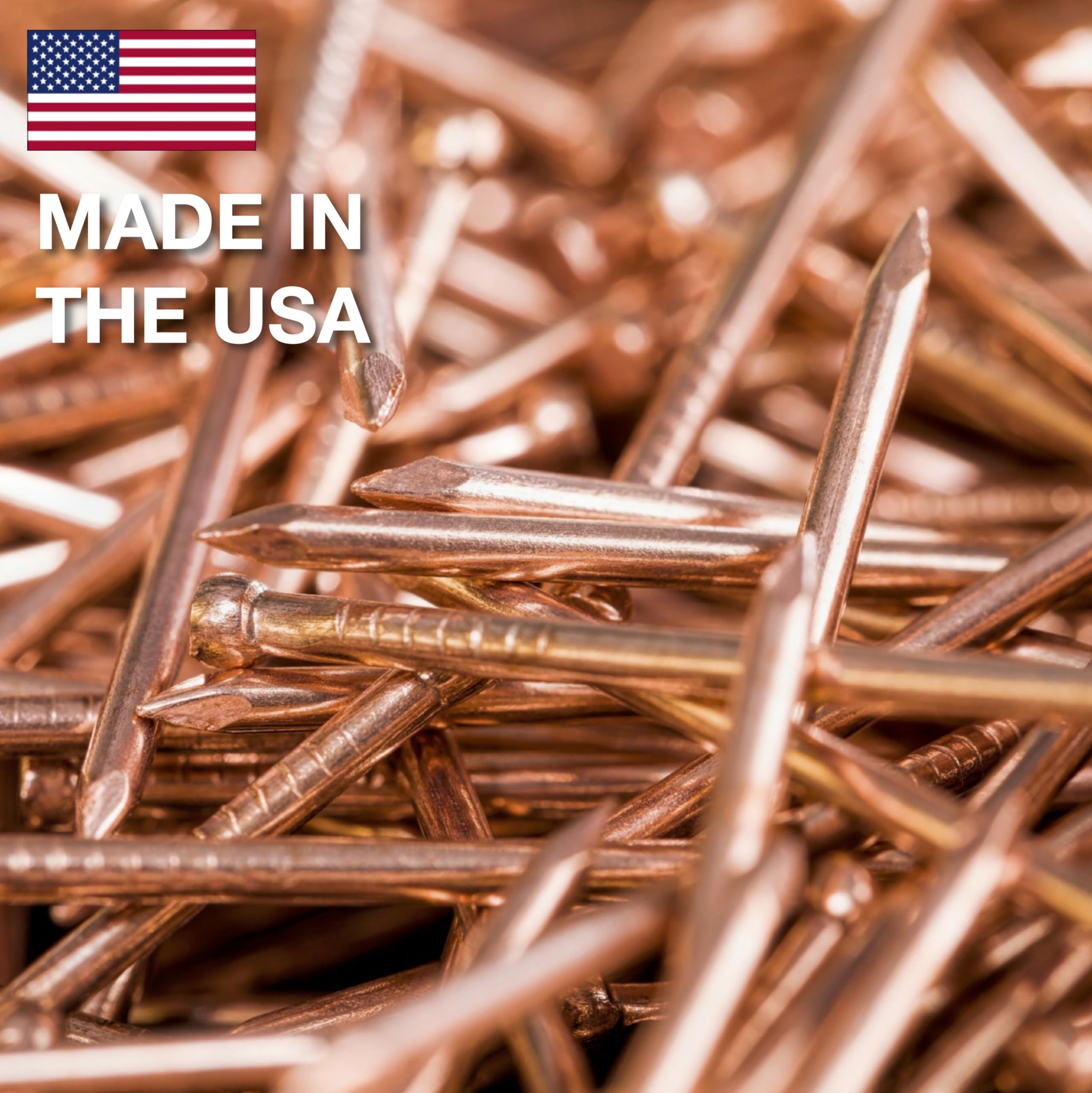 (50-Pack) 1 Inch Solid Pure Copper Roofing Nails - USA Made High Quality Slate Spikes for Flashing, Furniture & Boat Building - Durable Weatherproof Fasteners for Outdoor & Marine Applications