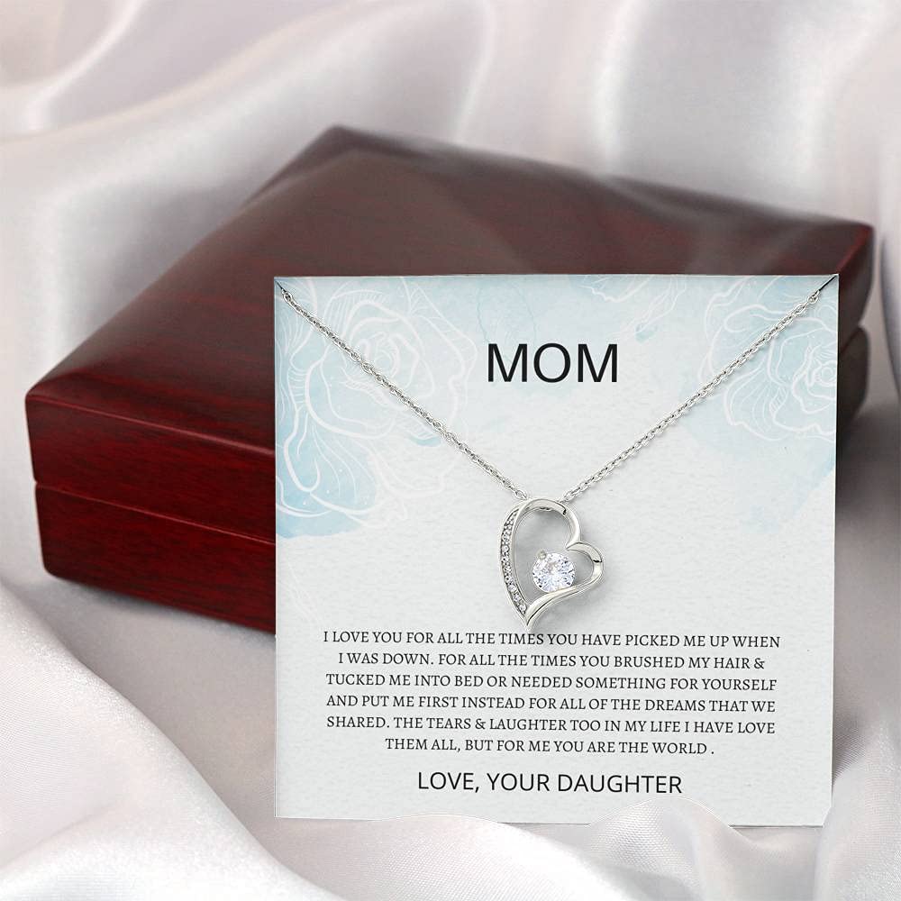 Forever Love Necklace for Mom - Heartfelt Mother's Day Gift from Daughter, Sterling Silver Mom Jewelry with Gift Card | Perfect for Birthday, Anniversary & Special Occasions