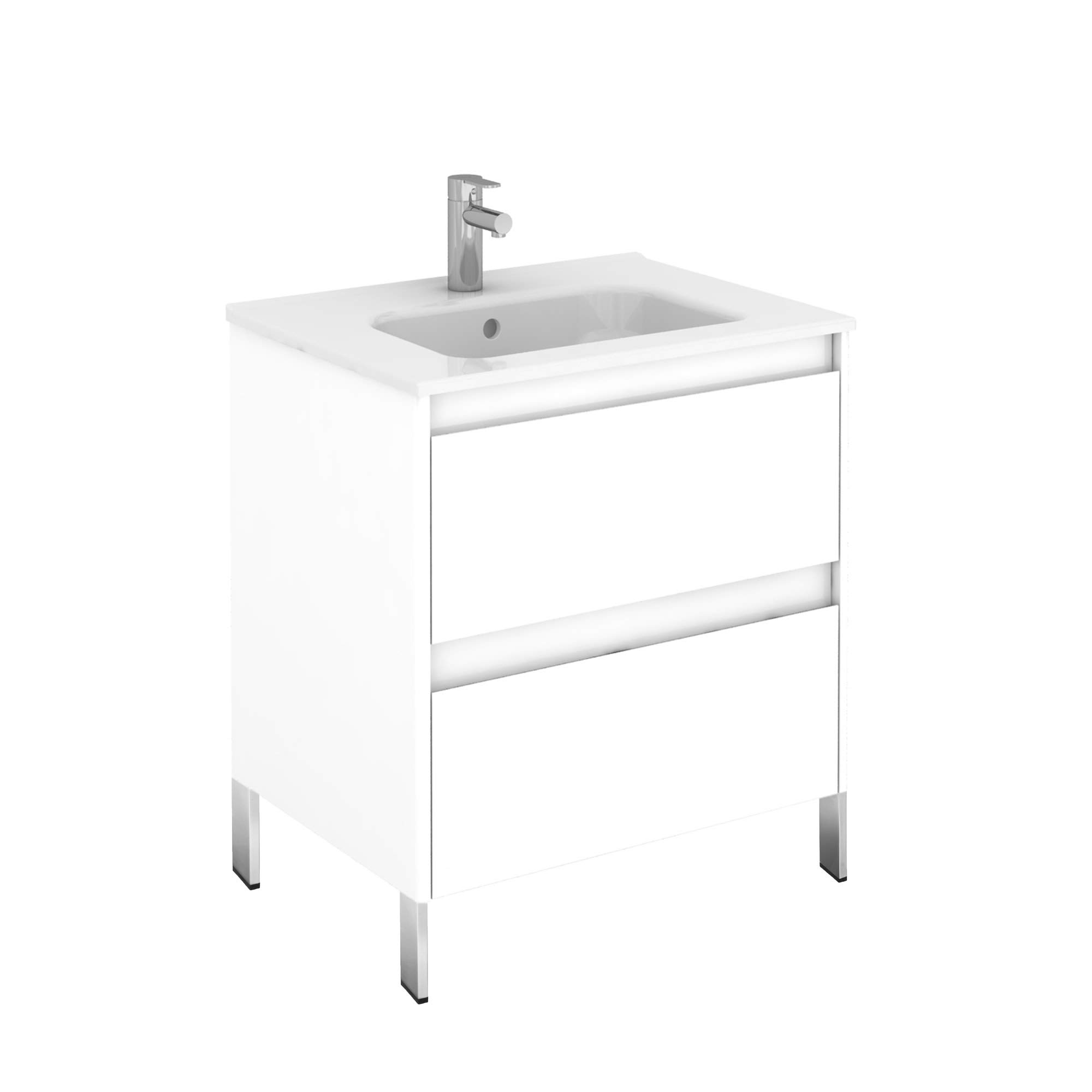 60F WG Ambra Gloss White Bathroom Vanity - Modern Single Sink Bathroom Cabinet with Soft-Close Doors for Home & Apartment Renovation