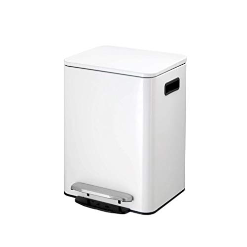 Stainless Steel Step Trash Can 3.9 Gallon (15 Liter) - Silent Pedal Garbage Bin for Kitchen, Office, Home - Smooth Open/Close Design - White | Perfect for Waste Disposal & Recycling in Modern Spaces