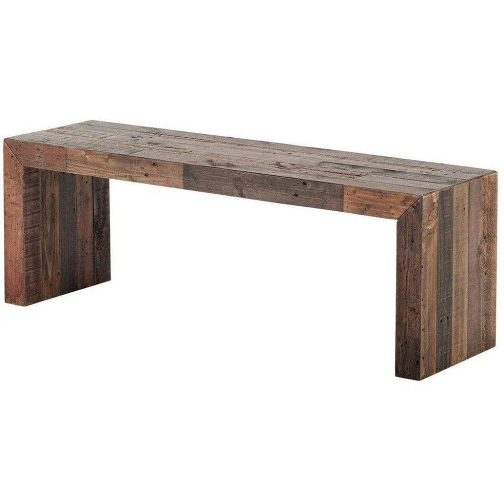 51 Inch Small Light Brown Industrial Style Wooden Bench - Rustic Home Decor for Living Room, Bedroom, Entryway & Patio