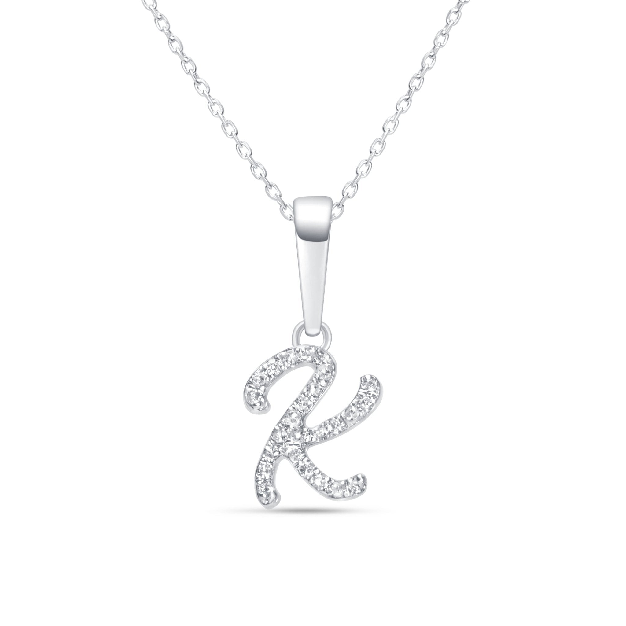 14K White Gold Cursive Diamond Initial Necklace - Personalized Name Pendant Jewelry for Women, Gift for Her, Birthday, Anniversary, Valentine's Day | Elegant Everyday Wear & Special Occasions