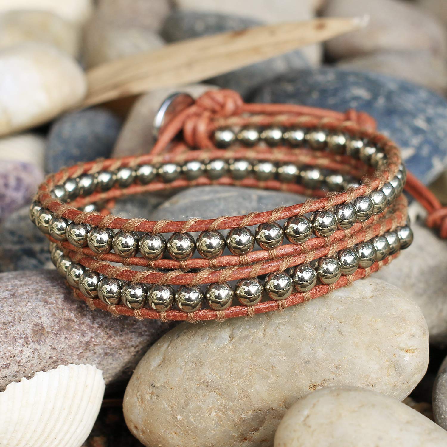 Natural Turquoise Gemstone Beads Wrap Bracelet - Adjustable Brown Leather Bracelet for Women | Boho Chic Jewelry for Everyday Wear & Gift Giving