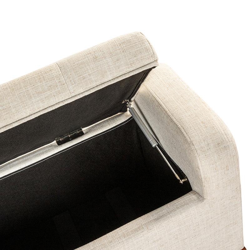 Clover Upholstered Flip Top Storage Bench - Stylish Ottoman with Hidden Storage for Living Room, Bedroom & Entryway - Perfect for Home Organization & Extra Seating