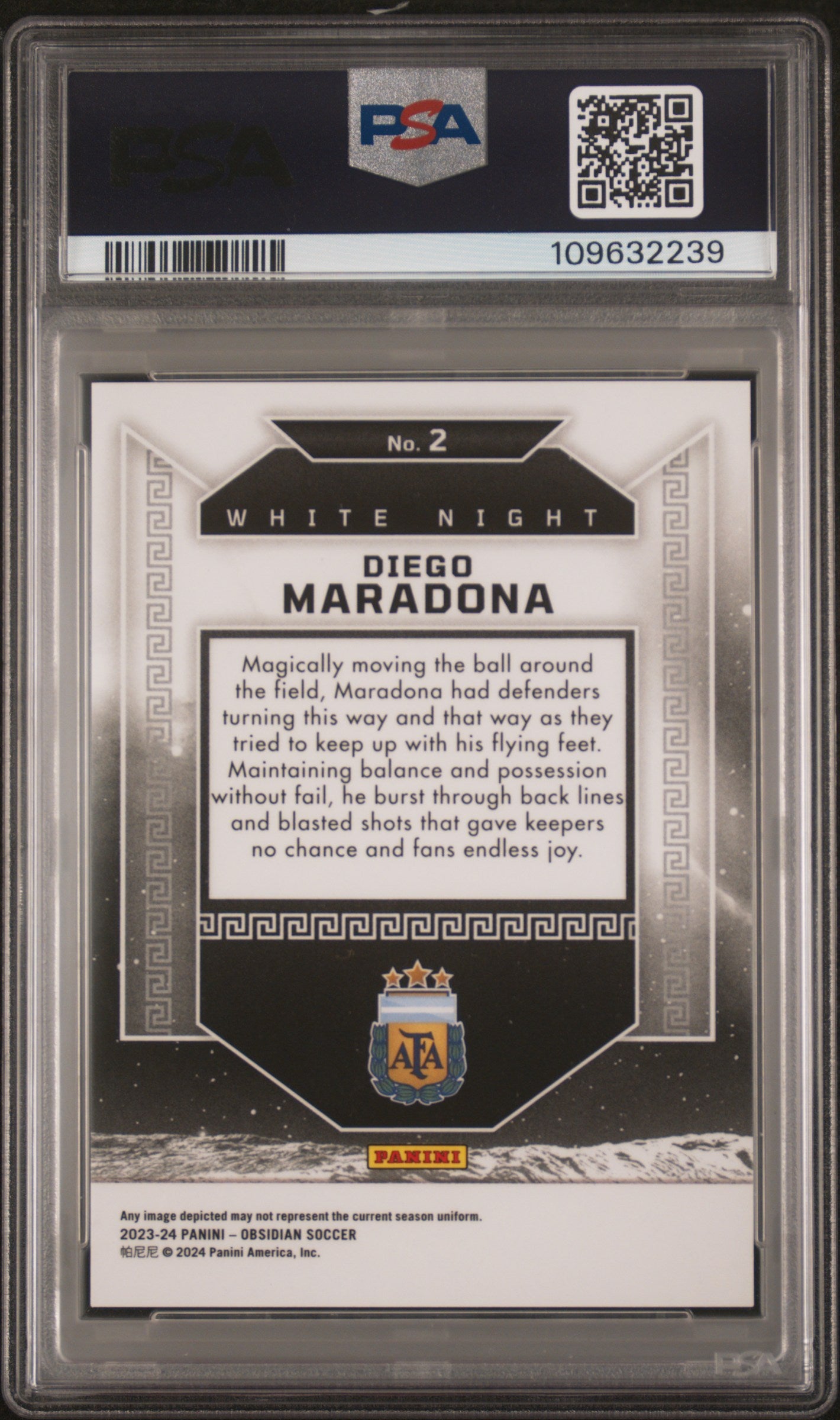2023 Panini Obsidian White Night Diego Maradona #2 PSA 10 Gem Mint Soccer Trading Card - Rare Collectible for Soccer Fans & Card Investors (Perfect for Display, Gifting, or Investment Portfolio)