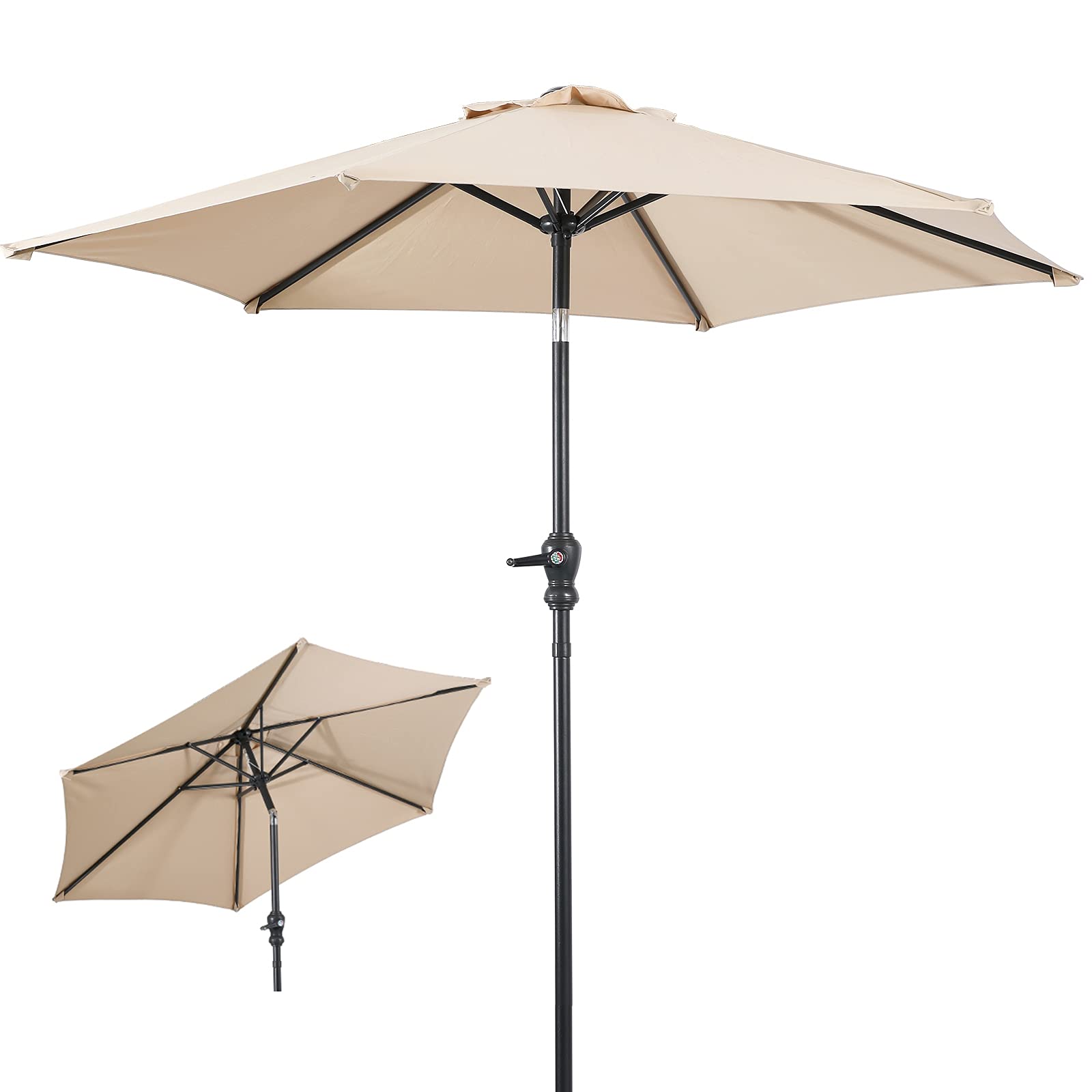 7.5FT Outdoor Patio Umbrella with Crank Lift - Heavy Duty Market Umbrella for Garden, Poolside, and Backyard - Waterproof Sun Shade for Outdoor Dining and Relaxation