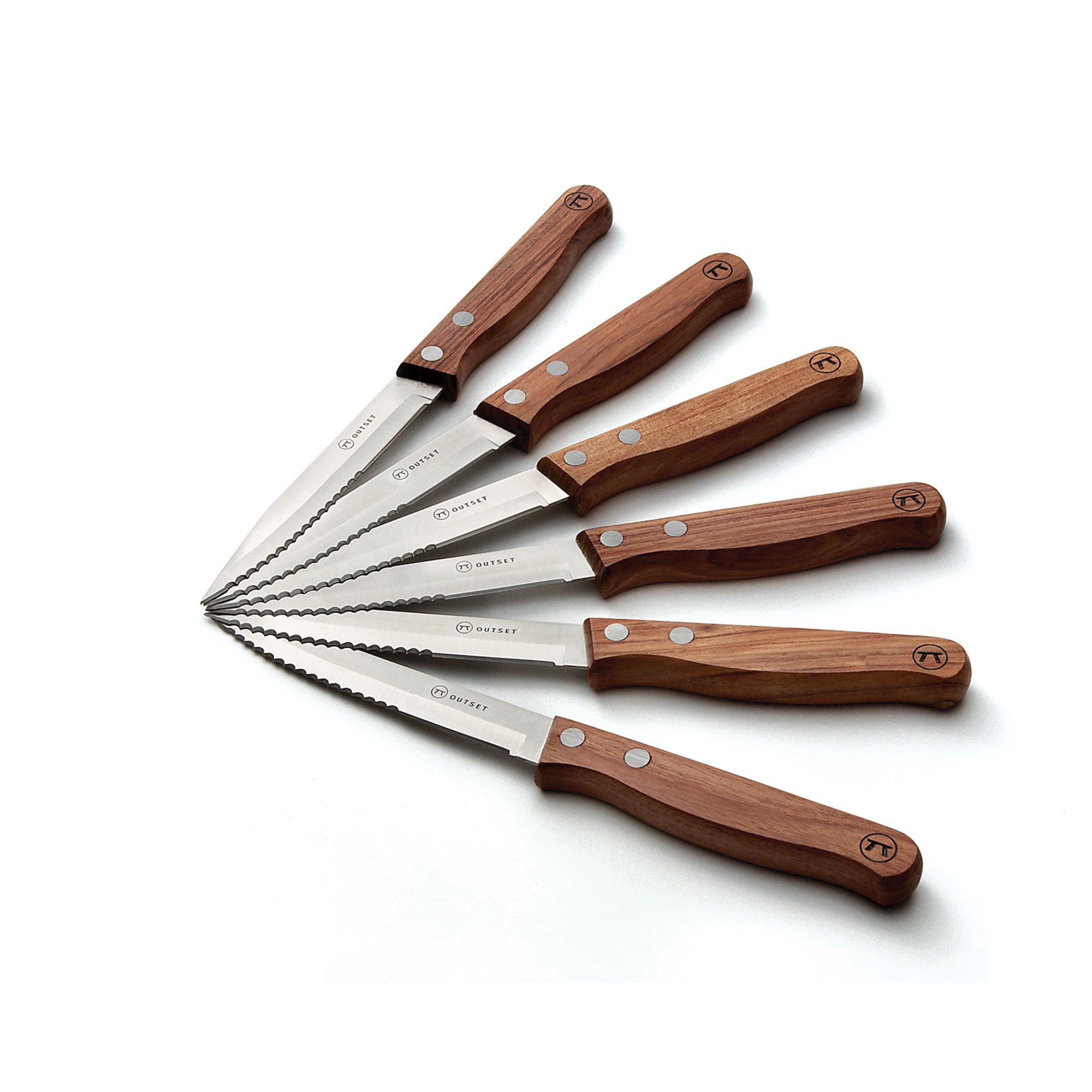 Premium Rosewood Handle Serrated Steak Knives Set of 6 - Sharp Stainless Steel Blades for Steak, Meat & BBQ - Perfect for Dining, Gifts & Restaurant Use