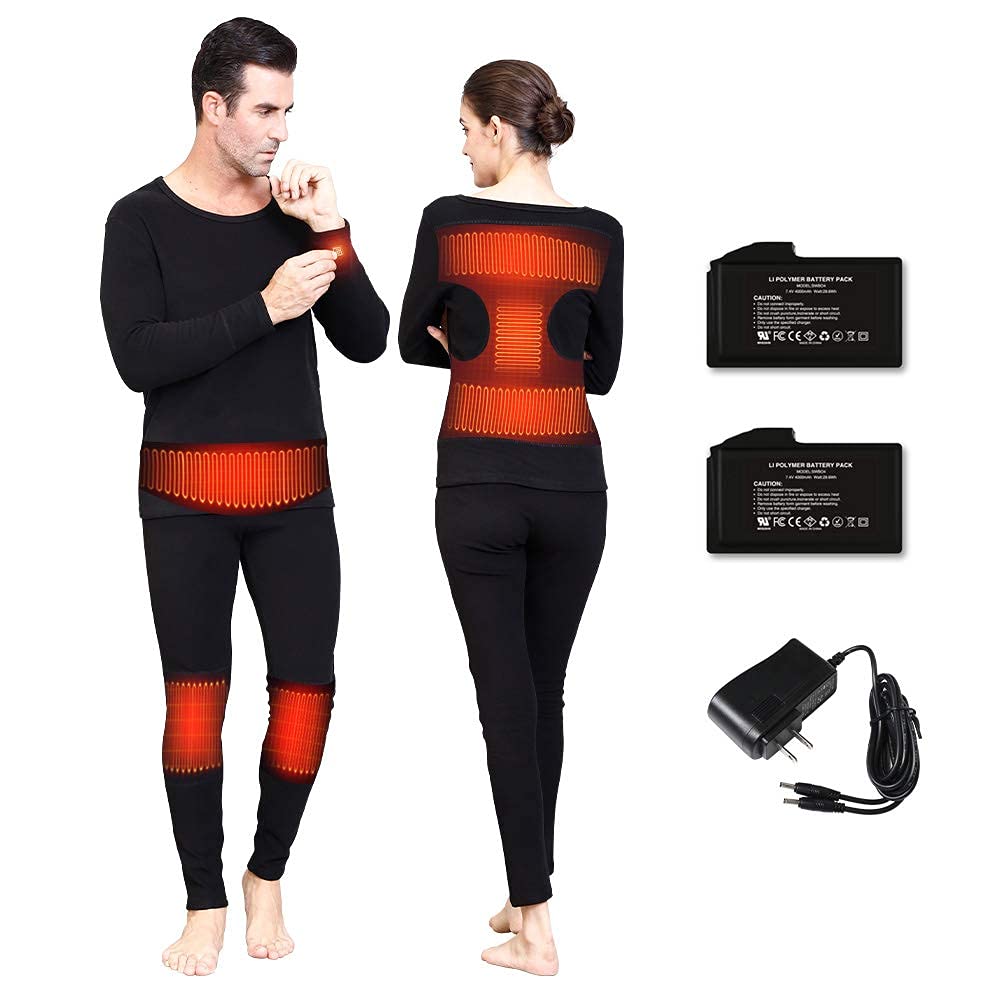 Heated Thermal Underwear Set for Men & Women - Battery-Powered Winter Base Layer with USB Charger | Perfect for Skiing, Hiking & Cold Weather Outdoor Activities