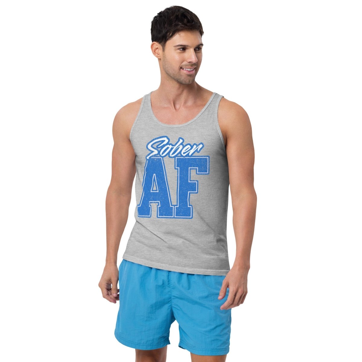 Sober AF Collegiate Men's Tank Top - Comfortable Athletic Sleeveless Shirt for Gym, Workout & Casual Wear