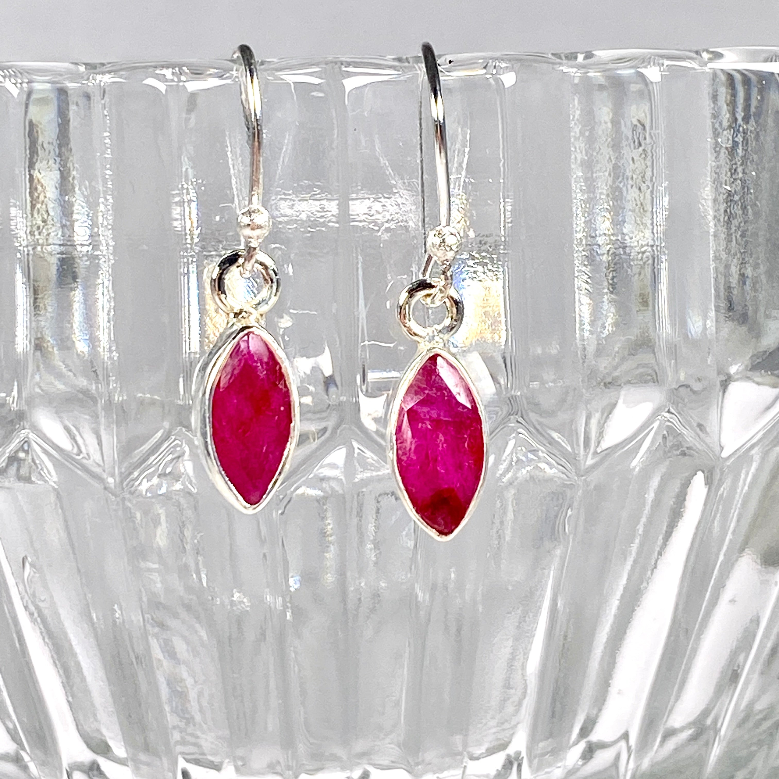 Exquisite Ruby Petite Marquise Faceted Earrings R2363 RBM - Elegant Jewelry for Parties, Weddings & Special Occasions