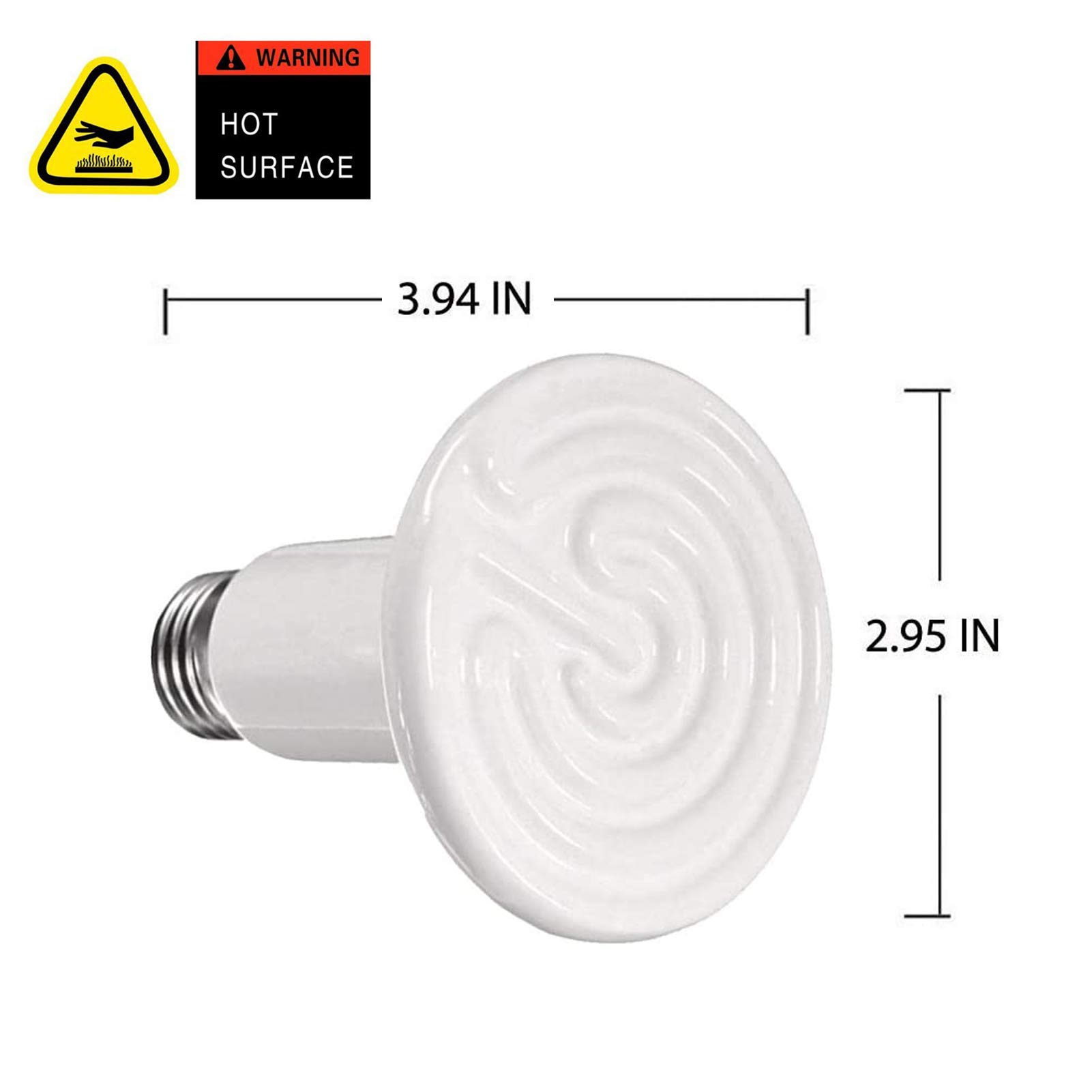 OMAYKEY 2 Pack 75W Ceramic Heat Emitter Bulb - ETL Certified Reptile Heat Lamp for Lizards, Turtles, Snakes, Amphibians & Chicken Brooders - No Light Emission, Safe for Night Use - Perfect for Terrariums, Aquariums & Coops