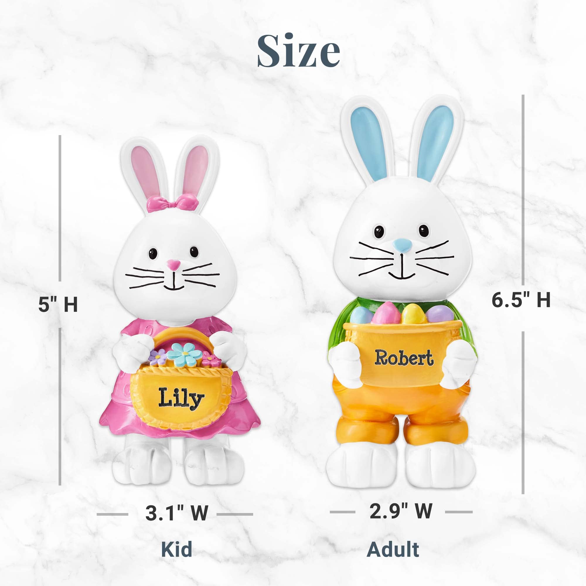 Personalized Easter Bunny Family Resin Figurine - Custom Easter Home Decor for Kids - Perfect for Easter Basket Gifts, Spring Home Decoration & Family Keepsakes