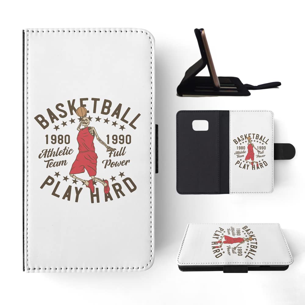 Skeleton Flip Wallet Case for Samsung Galaxy S7 - Basketball Sports Design for Active Lifestyles