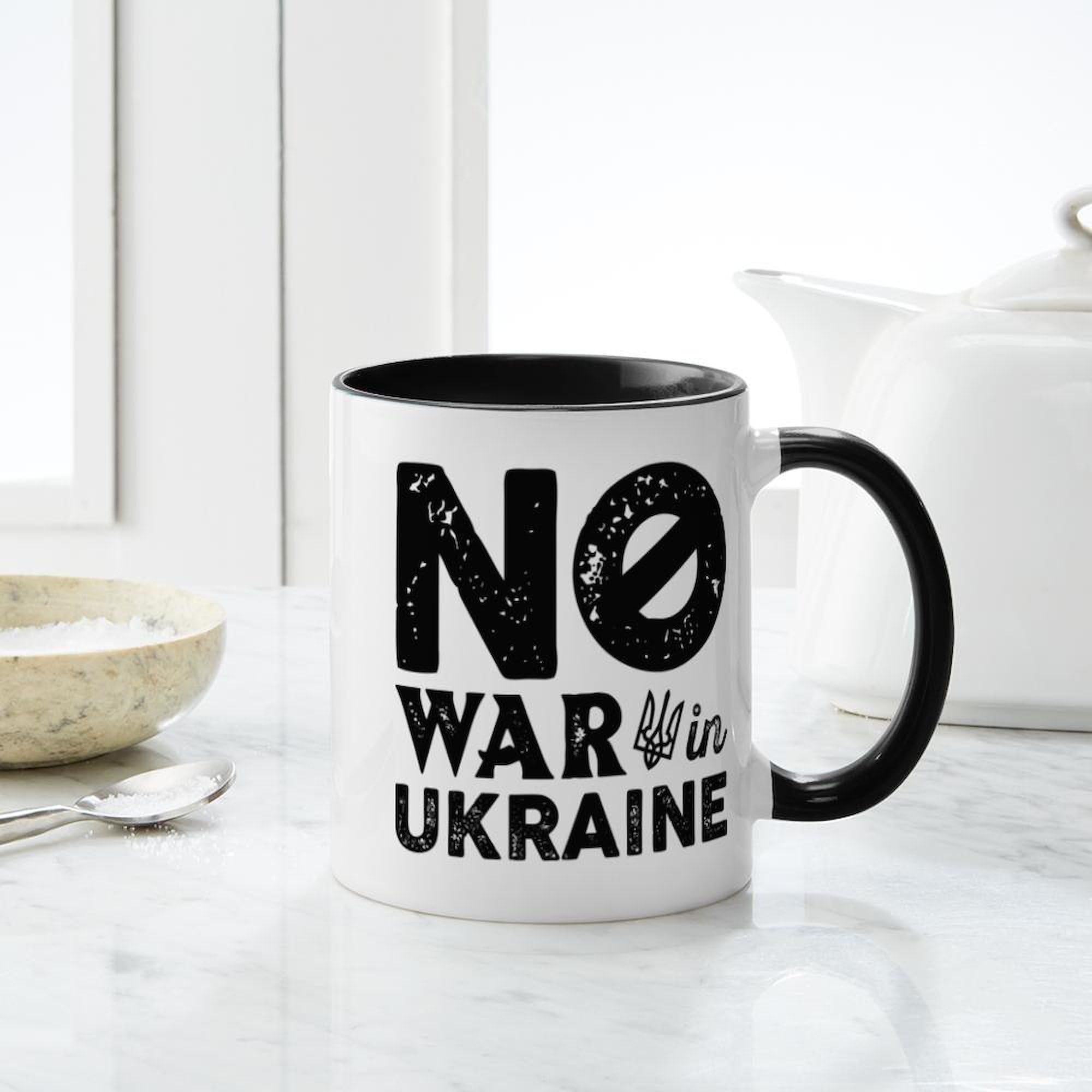 No War In Ukraine 11 oz Ceramic Coffee Mug - 325ml Insulated Tea Cup for Office, Home & Gifts | Support Peace Movement