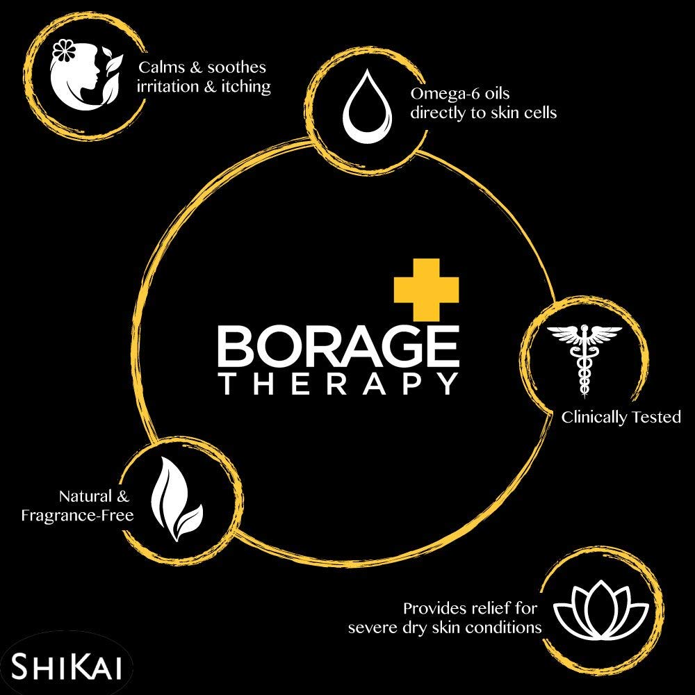 ShiKai Borage Therapy Dry Skin Lotion - 8 oz Unscented Body Moisturizer with Oatmeal & Shea Butter | Hydrating Lotion for Dry Hands, Face & Body | Perfect for Winter Care, Eczema Relief & Daily Skincare Routine