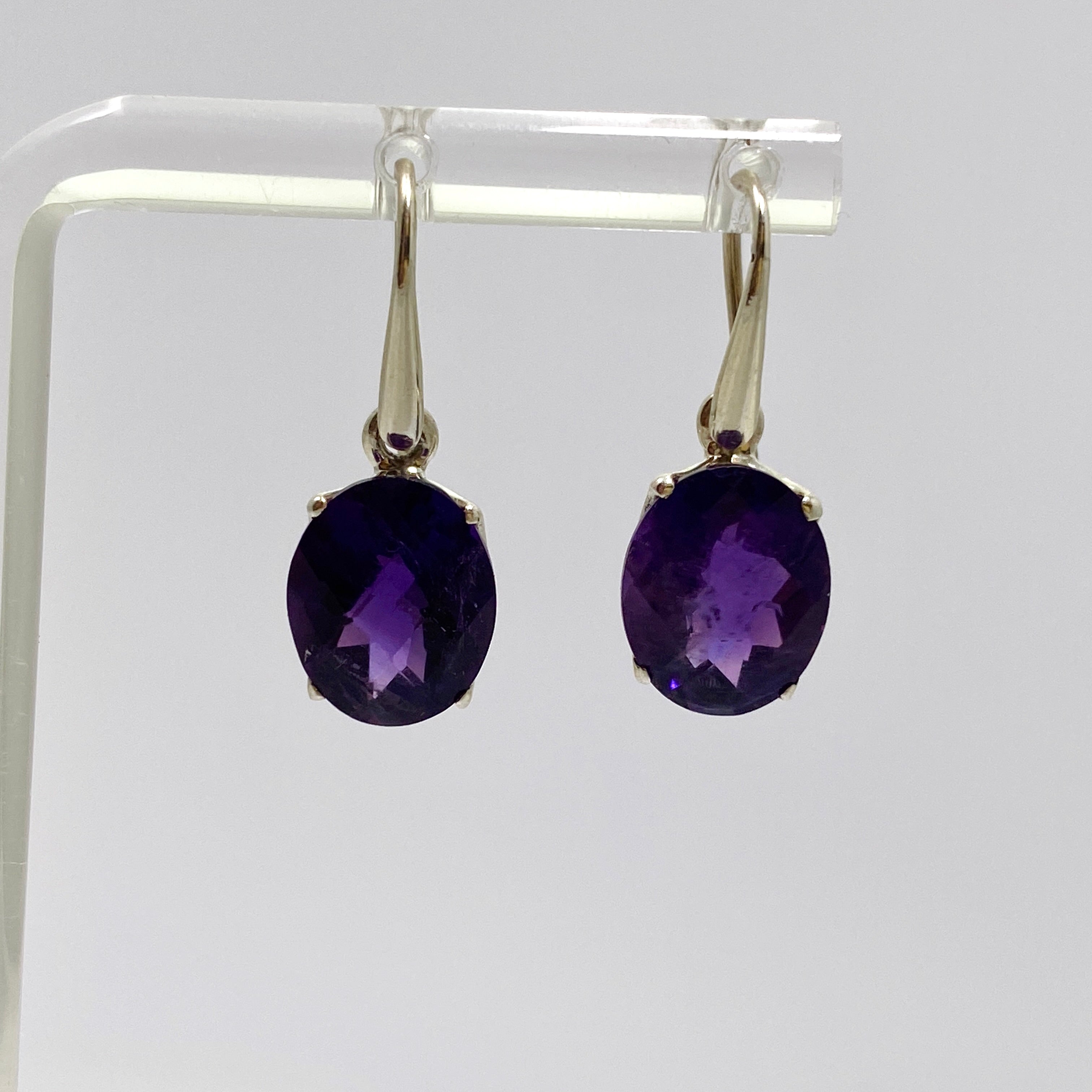 Natural Amethyst Oval Faceted Stud Earrings for Women - 925 Sterling Silver Dangle Jewelry - Perfect for Weddings, Parties & Everyday Wear