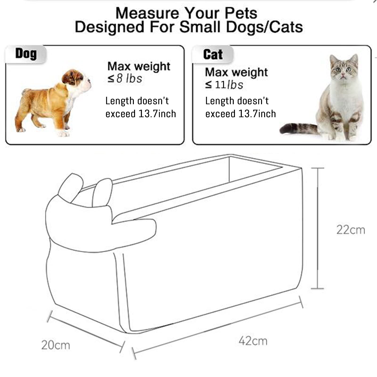 Premium Small Dog & Cat Car Booster Seat - Interactive Pet Console Car Seat with Detachable Travel Bag | Portable Pet Habitat Bed for Most Vehicles | Perfect for Road Trips & Daily Commutes