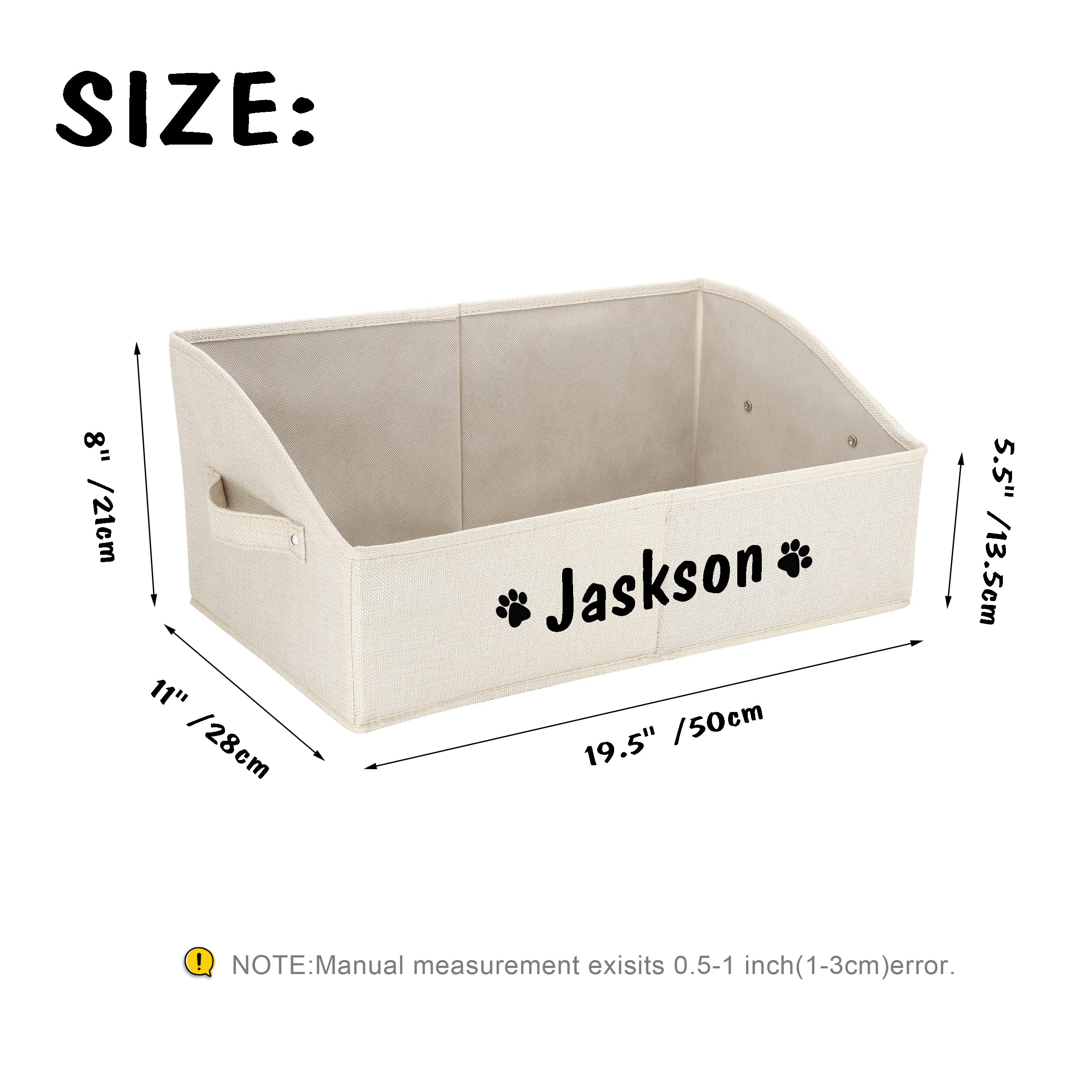 **Personalized Collapsible Dog Storage Basket - Custom Pet Toy Organizer with Handles, Large Dog Toy Box for Chew Toys, Clothes & Squeaky Toys (Beige) - Perfect for Pet Room, Living Room & Travel Organization**