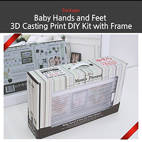 Baby Handprint and Footprint Casting Kit with Walnut Frame (Silver) - Perfect for Newborn Keepsakes, First Birthday Gifts & Family Memories