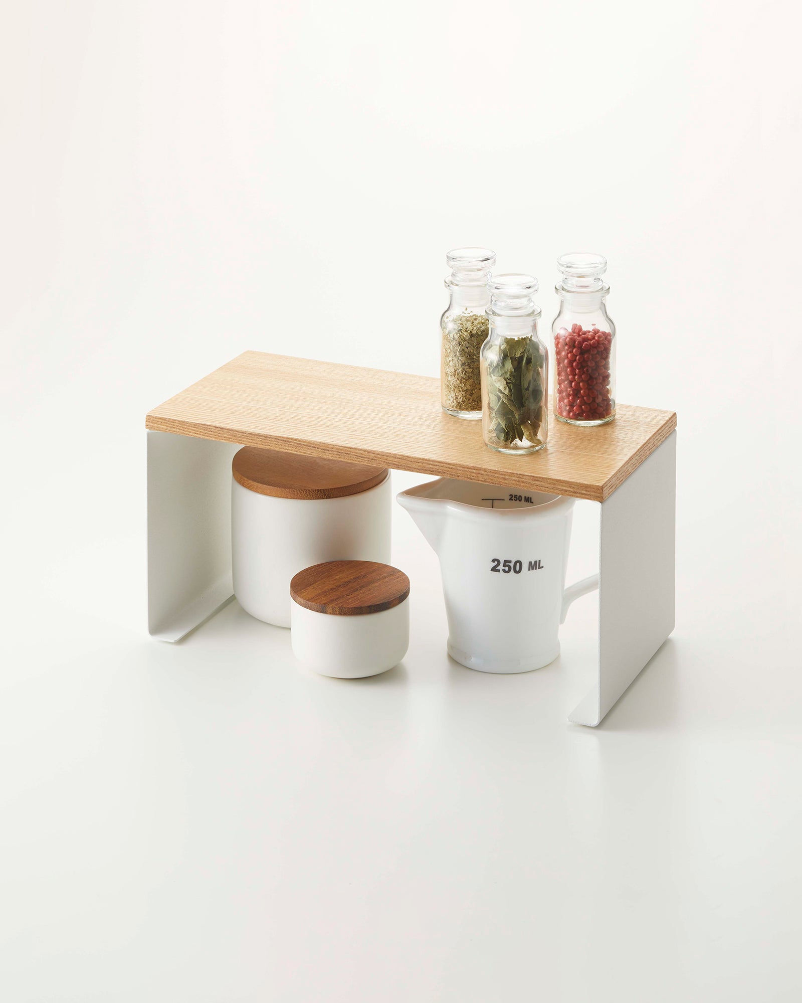 Stackable Countertop Shelf Organizer - 2 Sizes (Steel & Wood) for Kitchen, Bathroom & Office Storage