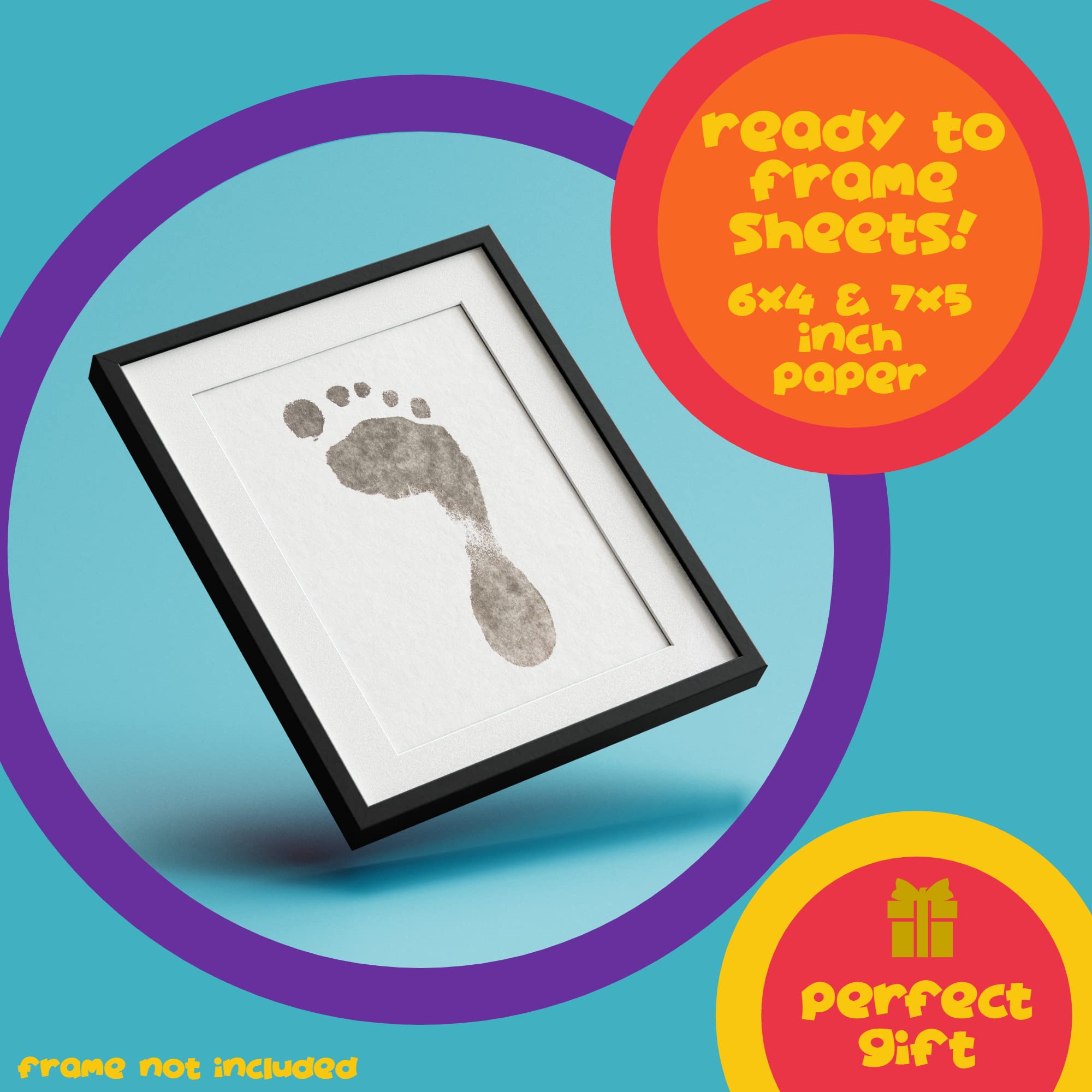 Baby Footprint Kit & Handprint Kit Twin Pack - Inkless Newborn Hand and Footprint Keepsake Gift Set with 8 Frame-Ready Sheets & 2 Wipes | Perfect for Baby Shower, First Birthday, and Family Memory Preservation