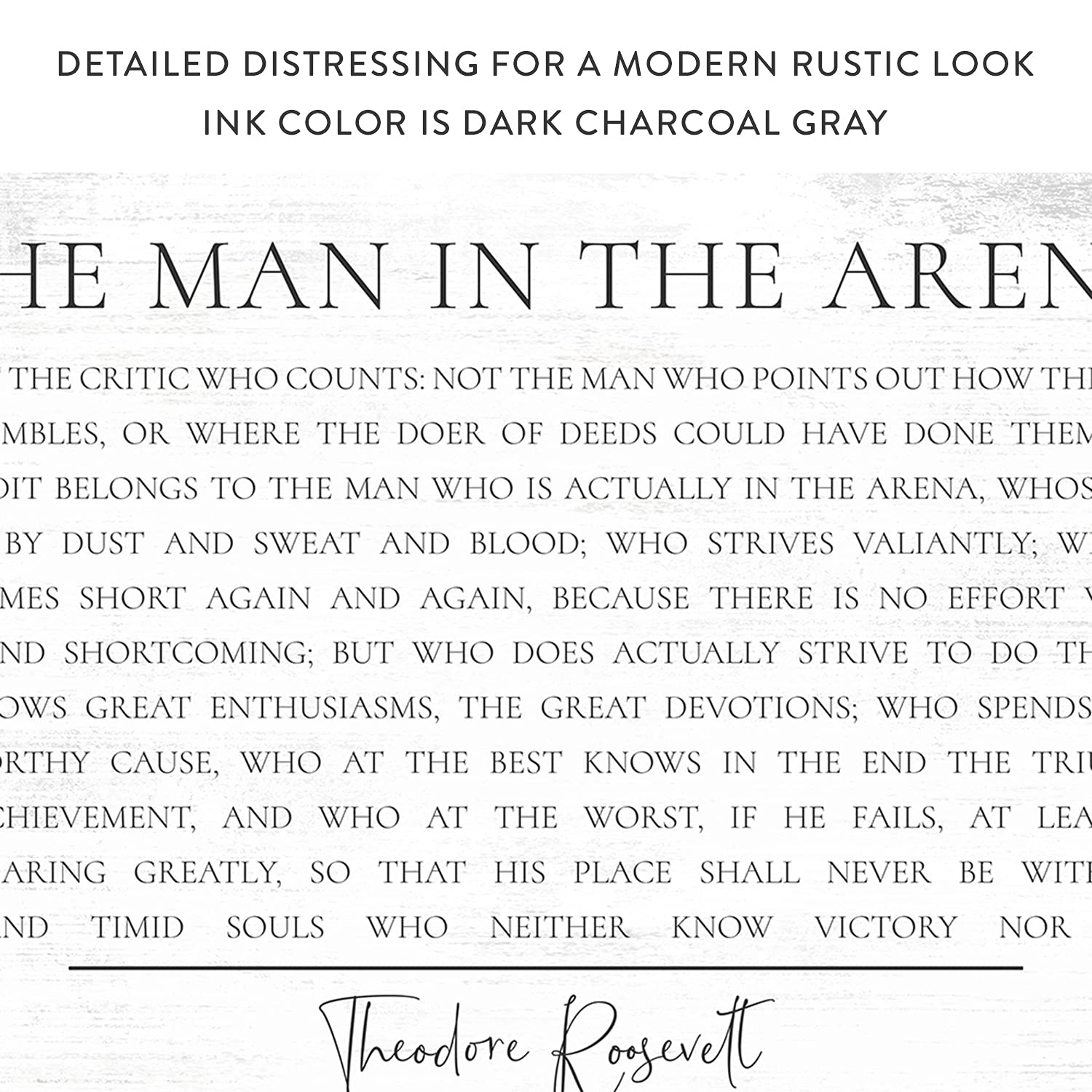 The Man in The Arena Framed Wall Art - Theodore Roosevelt Inspirational Quote Print - Motivational Office & Home Decor - Perfect for Living Room, Study, or Workspace