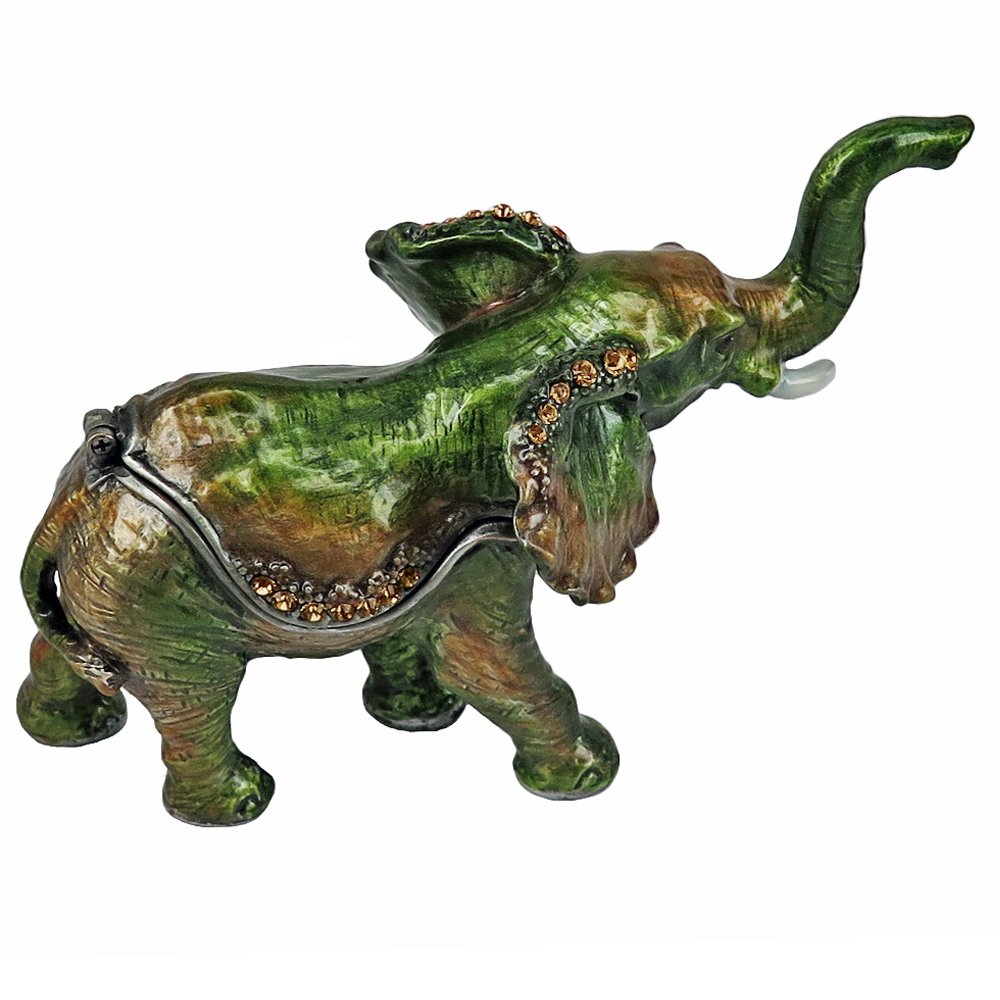 RUCINNI Elephant (Green) Jewelry Trinket Box - Perfect for Home Decor, Gift Giving, and Organizing Small Treasures