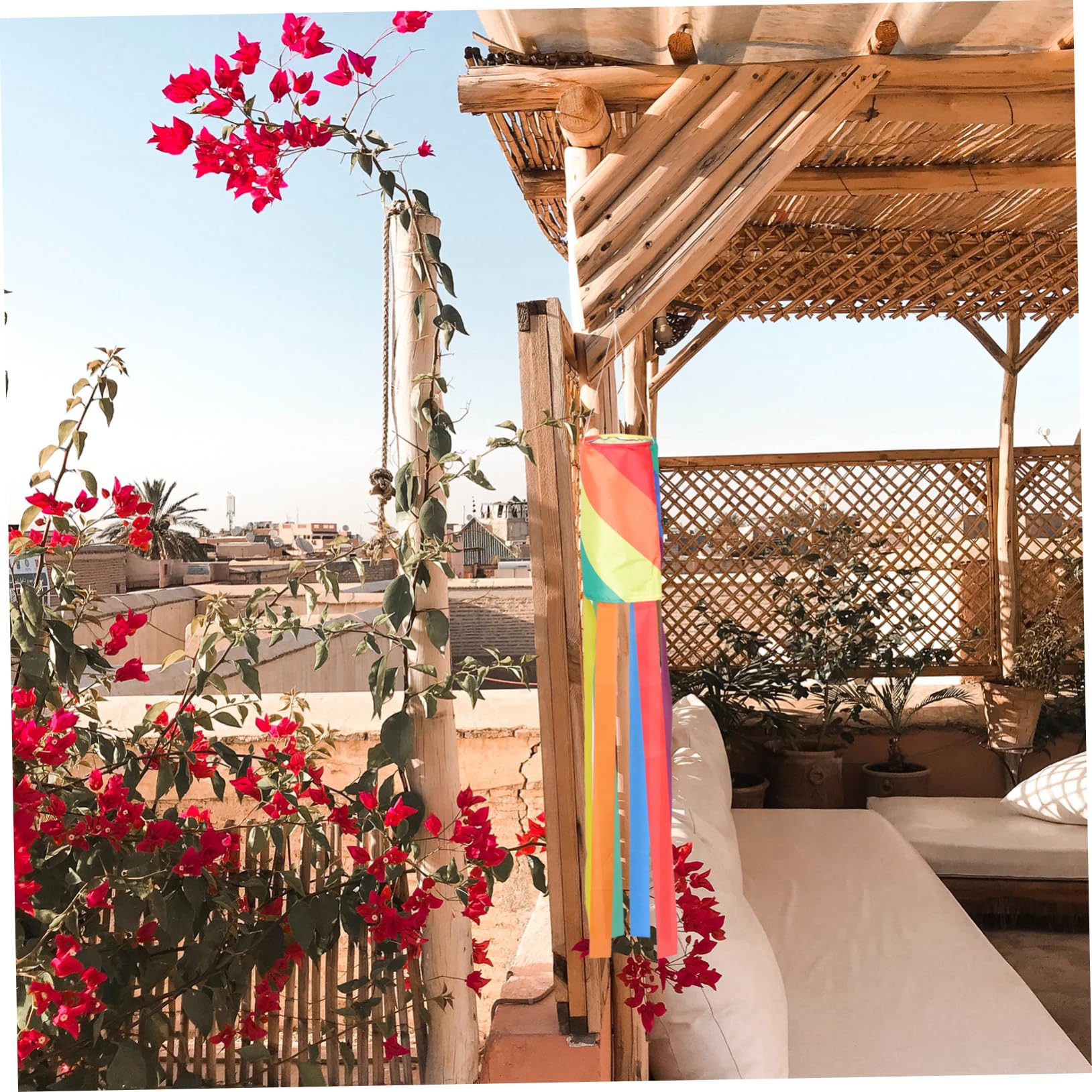 Rainbow Windshield Flag - IWOWHERO Outdoor Decorative Windsock for Yard, Garden & Car - Vibrant Seasonal Decor for Parties, Parades & Festivals