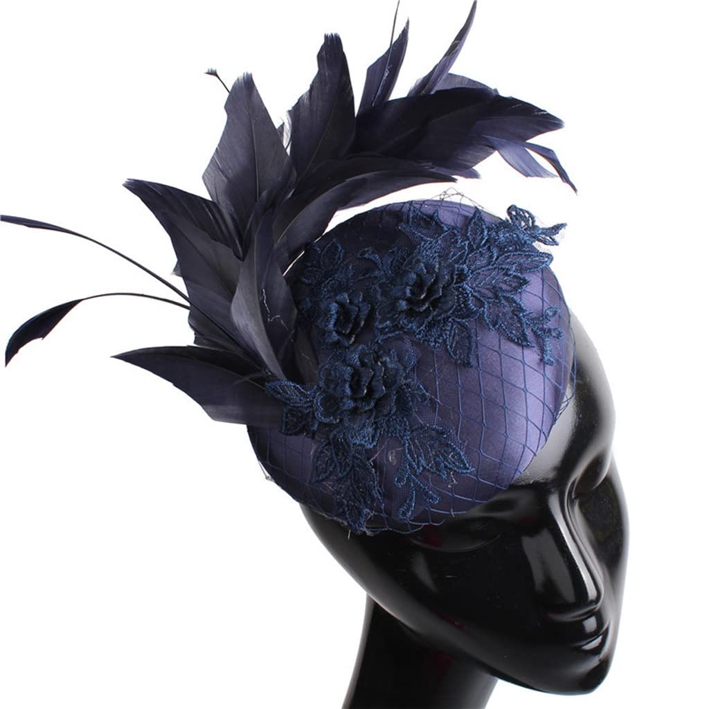 Elegant Navy Satin Hair Fascinator Hat for Women - 25cm Bridal Wedding Headwear & Race Day Accessories - Perfect for Weddings, Races, and Special Occasions