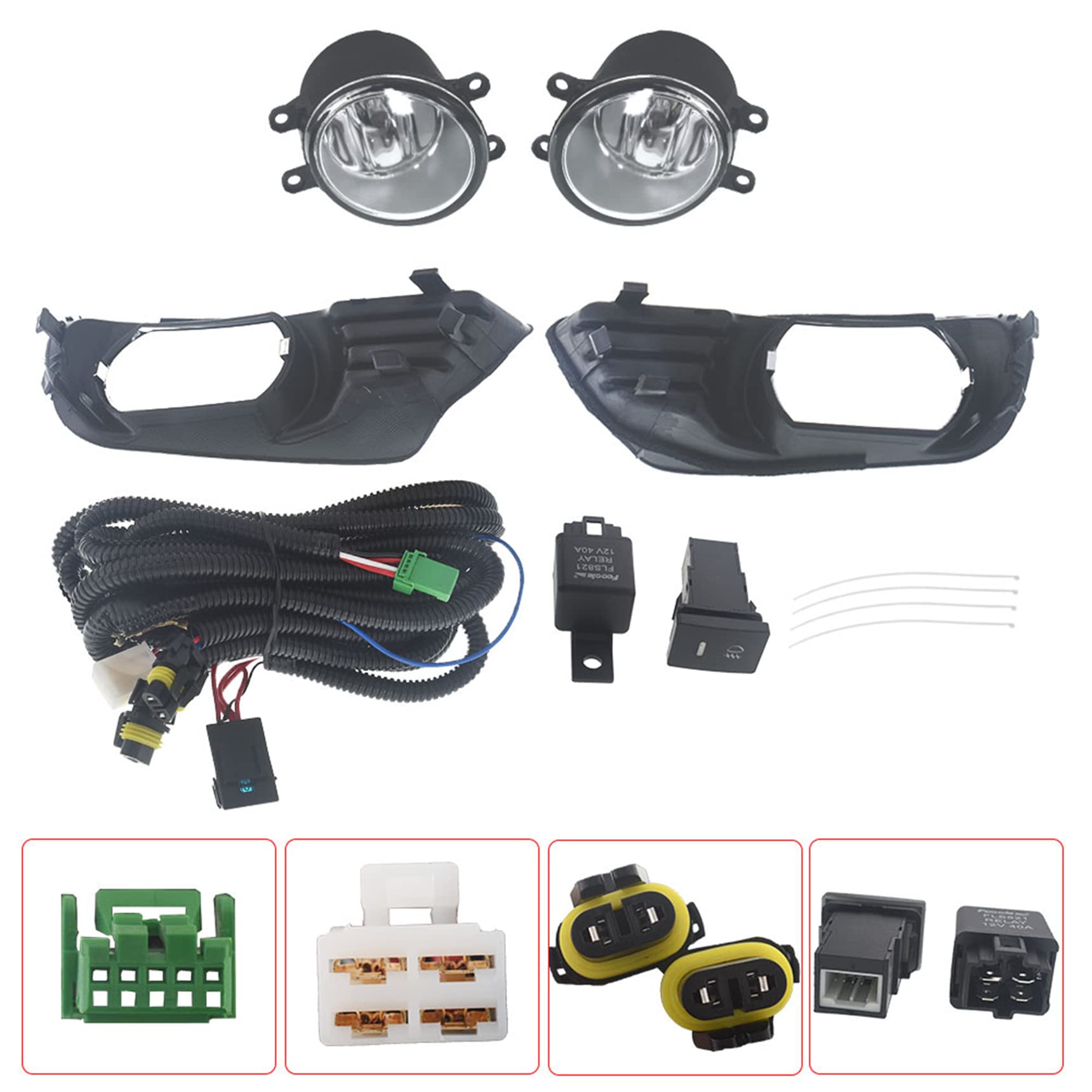 2007-2009 Toyota Camry Front Fog Light Kit with Switch - Left & Right Clear Bumper Replacement Lights for Improved Night Visibility (Perfect for Foggy Conditions & Night Driving)