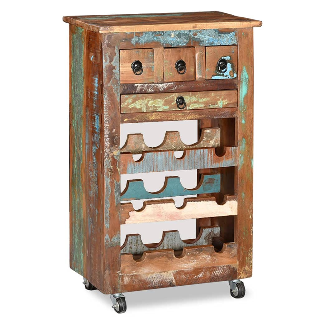 Aisifx 9 Bottle Wine Rack - Solid Reclaimed Wood Wall Mounted Wine Storage for Kitchen, Dining Room & Bar Decor