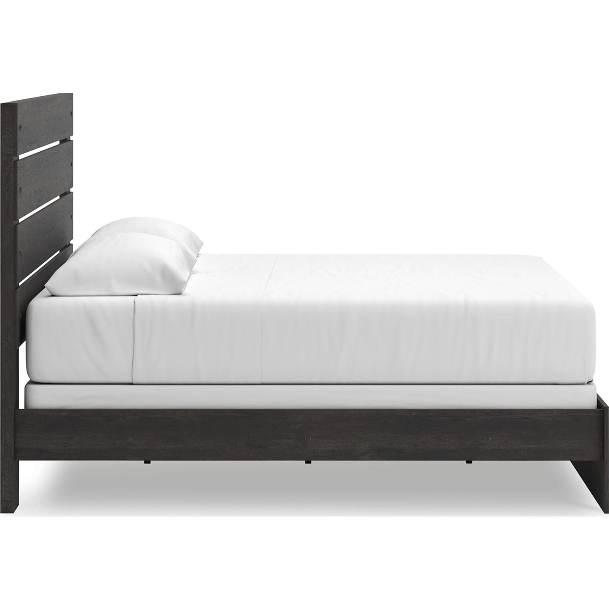 Delmorta King Panel Bed Frame - Solid Wood Platform Bed with Headboard & Footboard for Bedroom, Modern & Stylish Design - Perfect for Master Bedroom, Guest Room, or Apartment