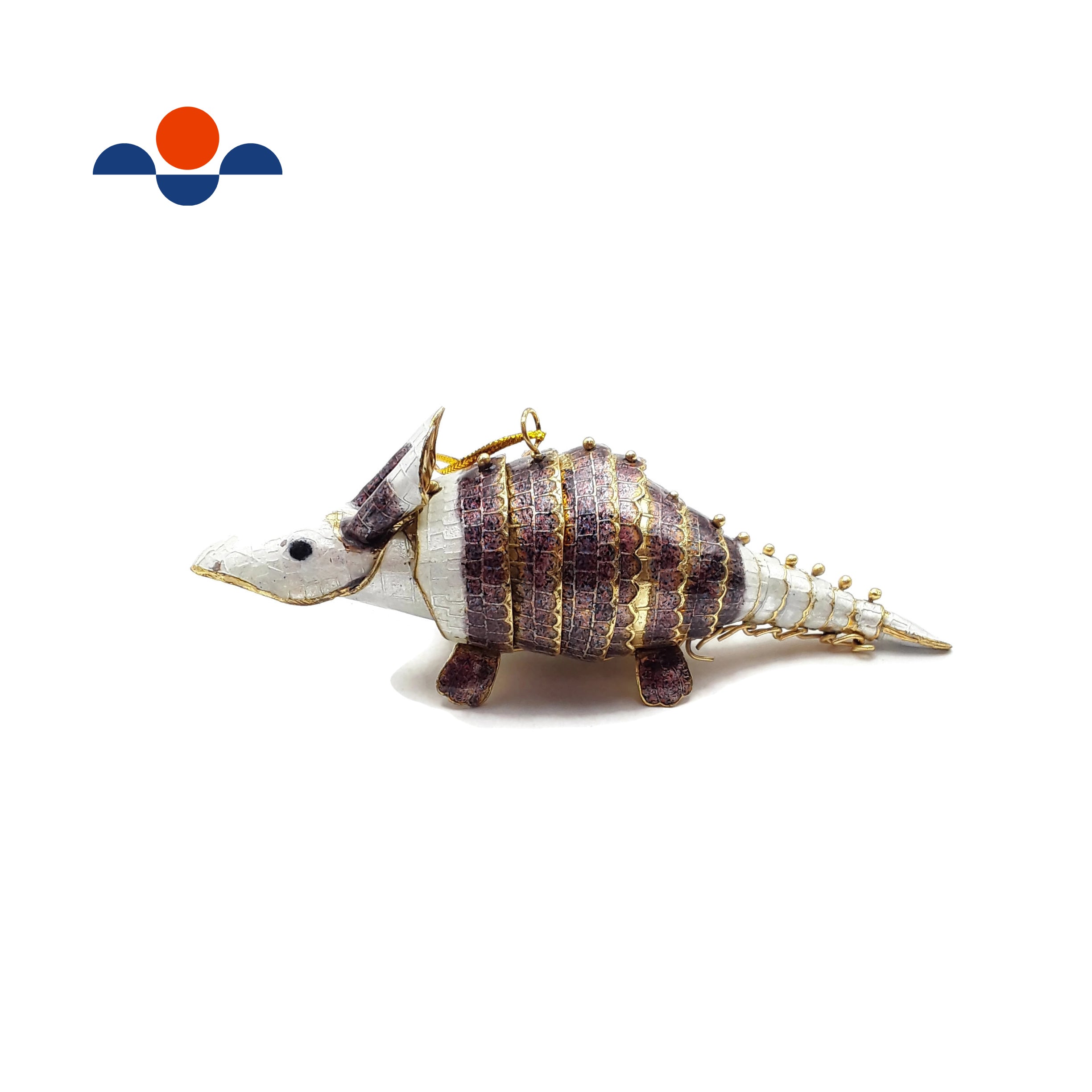 Handmade Cloisonne Christmas Tree Ornament - 4.5 Inch Wiggling Armadillo Holiday Decoration for Xmas Tree, Gift & Home Décor | Perfect for Christmas Parties, Festive Decor & Collectors