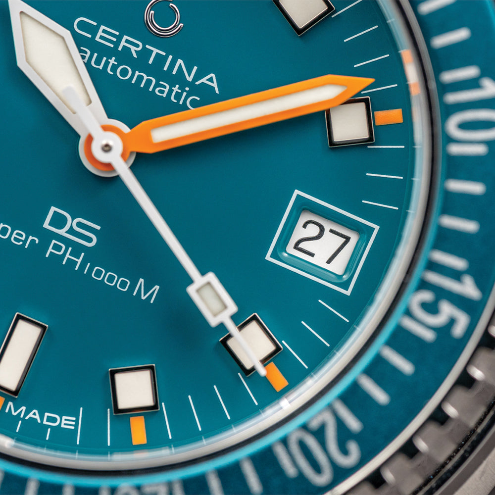 DS Super PH1000M STC 43.5mm Turquoise Dive Watch with Rubber Strap - Perfect for Scuba Diving, Water Sports & Everyday Wear