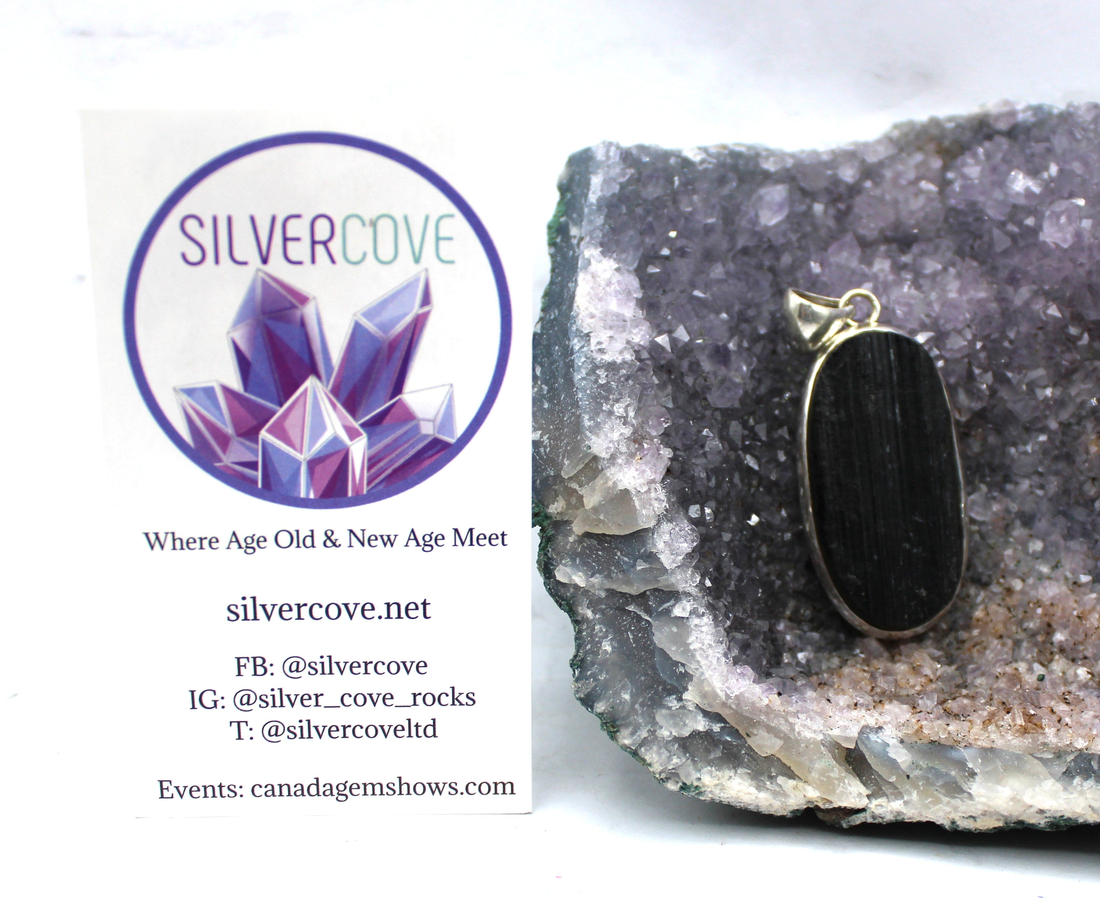 Black Tourmaline Pendant Necklace in 925 Sterling Silver - Protection Crystal Jewelry for Women, Men | Spiritual Healing, Energy Cleansing & Everyday Wear