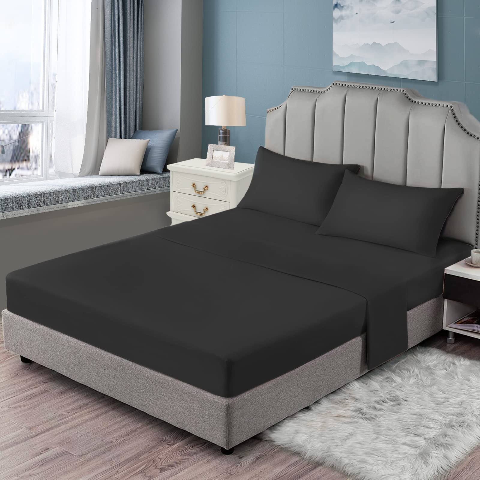 EaseHome Queen Size Bed Sheet Set - Ultra Soft Luxury Brushed Microfiber Bedding with 18