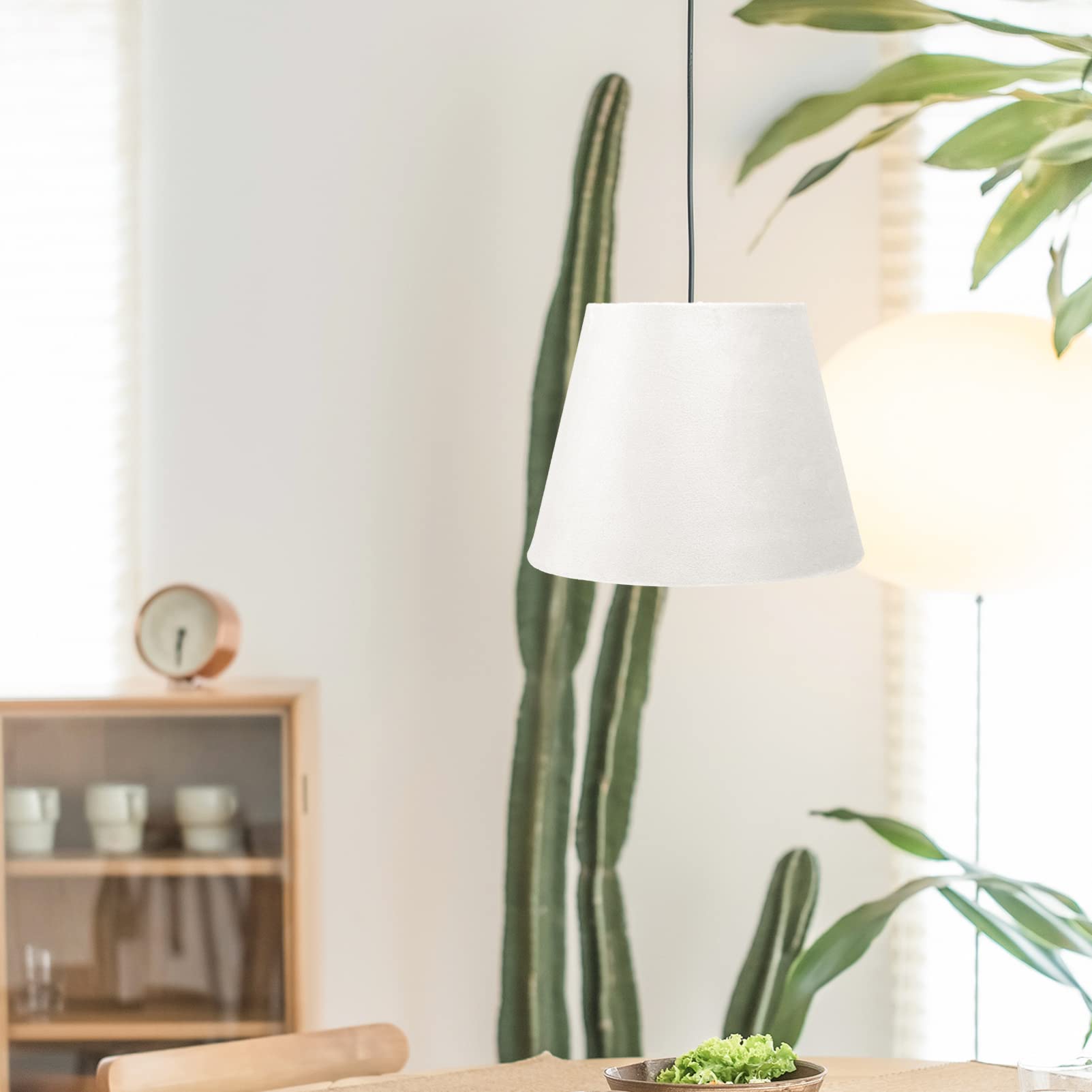 Velvet Lampshade Replacement - 1pc White Chandelier & Desk Lamp Shade with E27 Base - Soft Velvet Fabric for Elegant Home Decor | Perfect for Bedroom, Living Room & Office Lighting