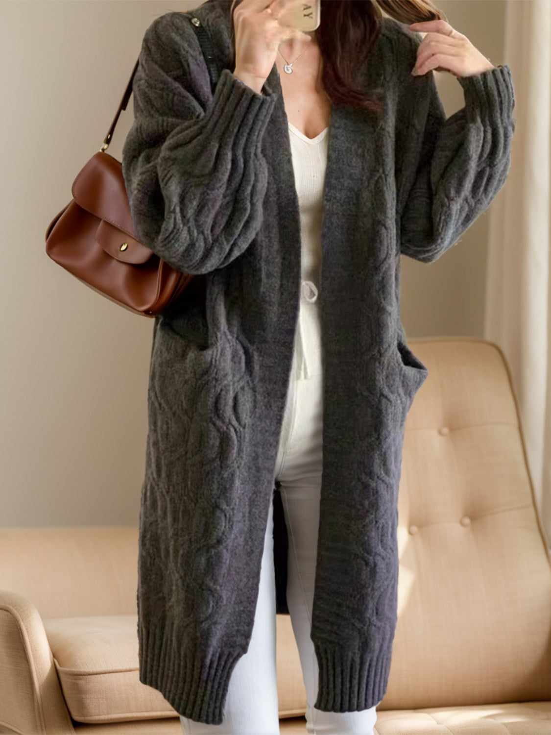 Open Front Long Sleeve Cardigan for Women - Soft Knit Lightweight Sweater Wrap - Perfect for Office, Lounge & Fall Layering