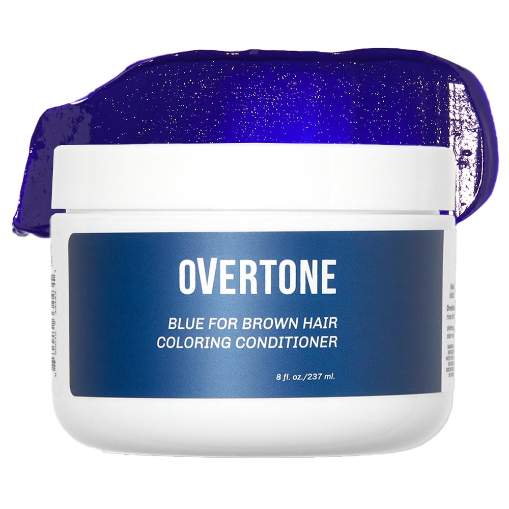oVertone Color Depositing Conditioner - 8 oz Semi-Permanent Hair Dye with Shea Butter & Coconut Oil | Vegan, Cruelty-Free Blue Hair Color for Brown Hair | Perfect for Touch-Ups, Vibrant Color Boosts & At-Home Hair Care