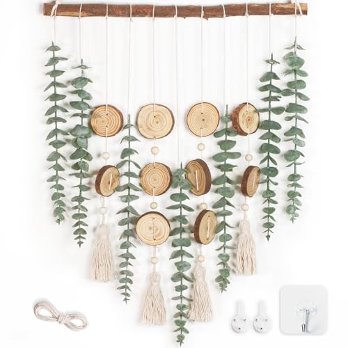 Artificial Eucalyptus Cream Tassels With Wooden Chip