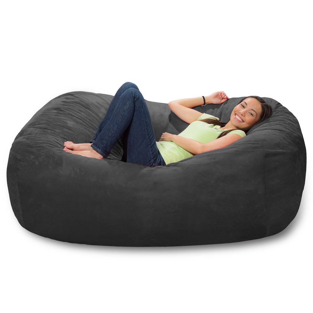 Comfy Sacks Memory Foam Bean Bag Chair - Charcoal Microsuede | Ultra Soft Lounge Chair for Teens & Adults | Perfect for Gaming, Movie Nights & Dorm Rooms